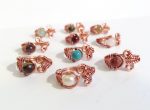 Pure Copper Adjustable Rings - Solid Copper - Semiprecious Gemstone Or Pearl
