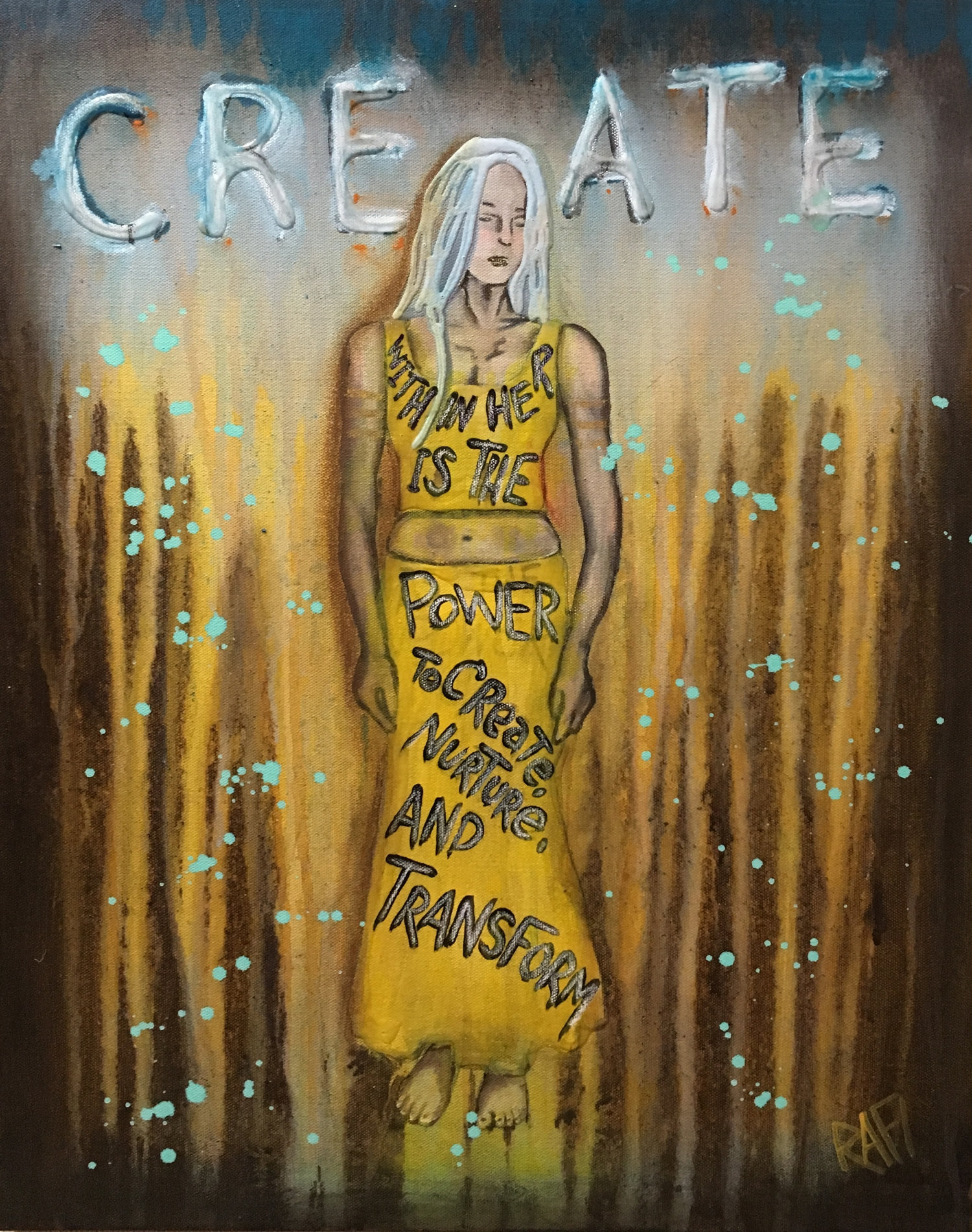 Create Empowering Art Original Painting By Artist Rafi Perez Mixed Medium On Canvas 18X24