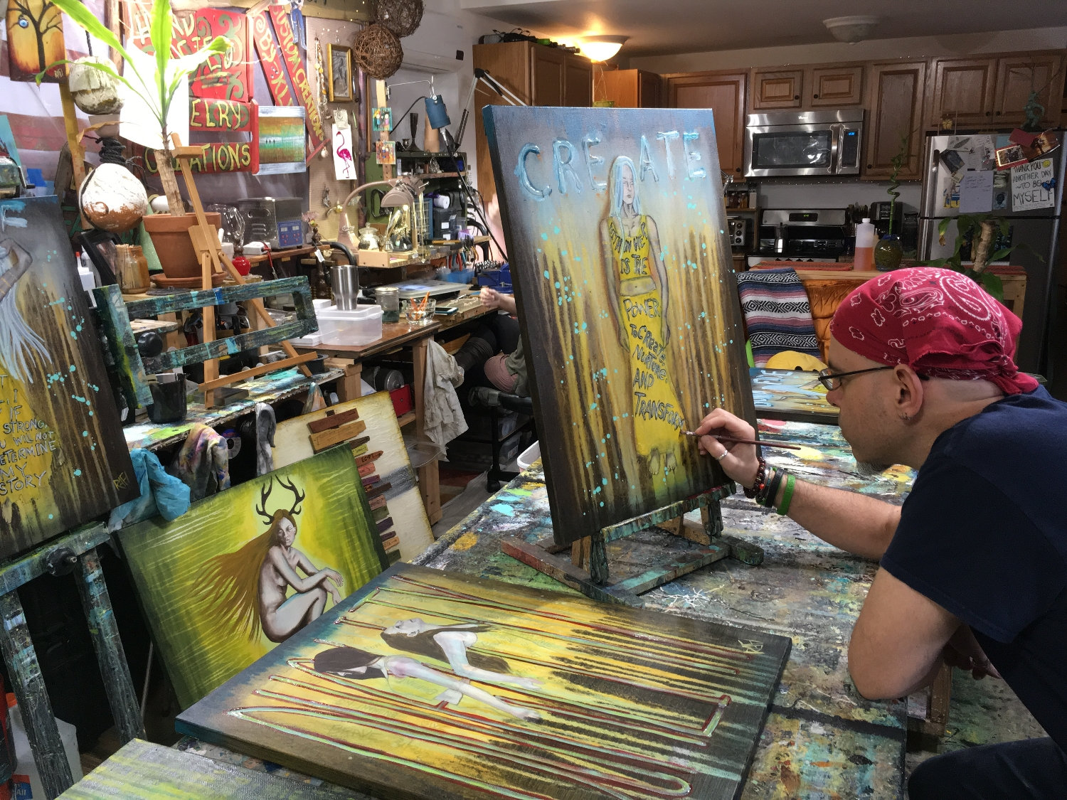 Create Empowering Art Original Painting By Artist Rafi Perez Mixed Medium On Canvas 18X24 - Image 3