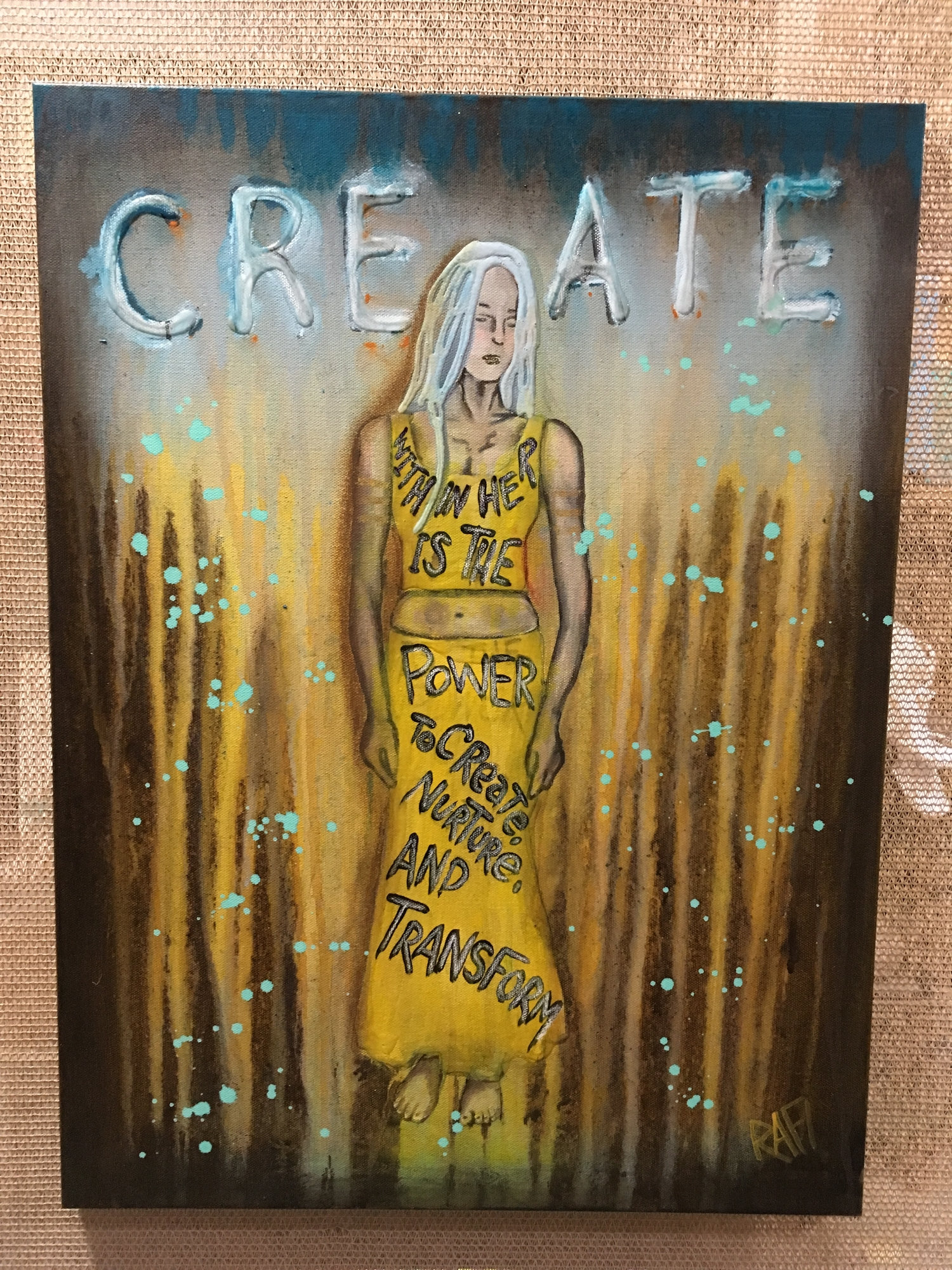 Create Empowering Art Original Painting By Artist Rafi Perez Mixed Medium On Canvas 18X24 - Image 5