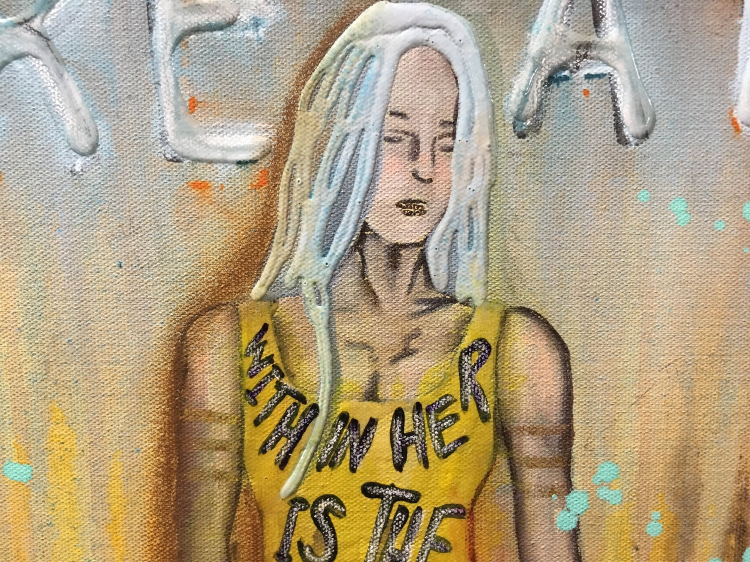 Create Empowering Art Original Painting By Artist Rafi Perez Mixed Medium On Canvas 18X24 - Image 6