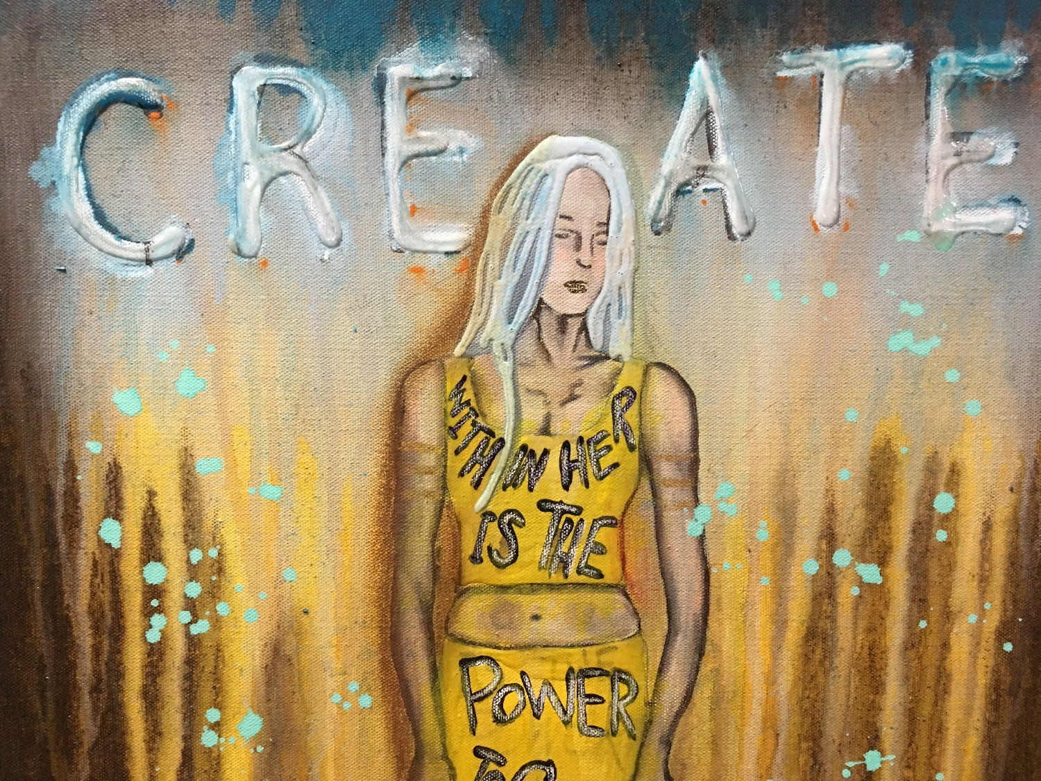 Create Empowering Art Original Painting By Artist Rafi Perez Mixed Medium On Canvas 18X24 - Image 7