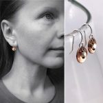 Dainty Hammered Copper Concave Disk Earrings - Two Tone Mixed Metal - Sterling Silver Fine Silver Raw Copper - Minimalist Lightweight