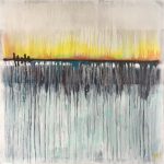 Deep Blue Horizon Abstract Original Painting By Artist Rafi Perez Mixed Medium On Canvas 30x30