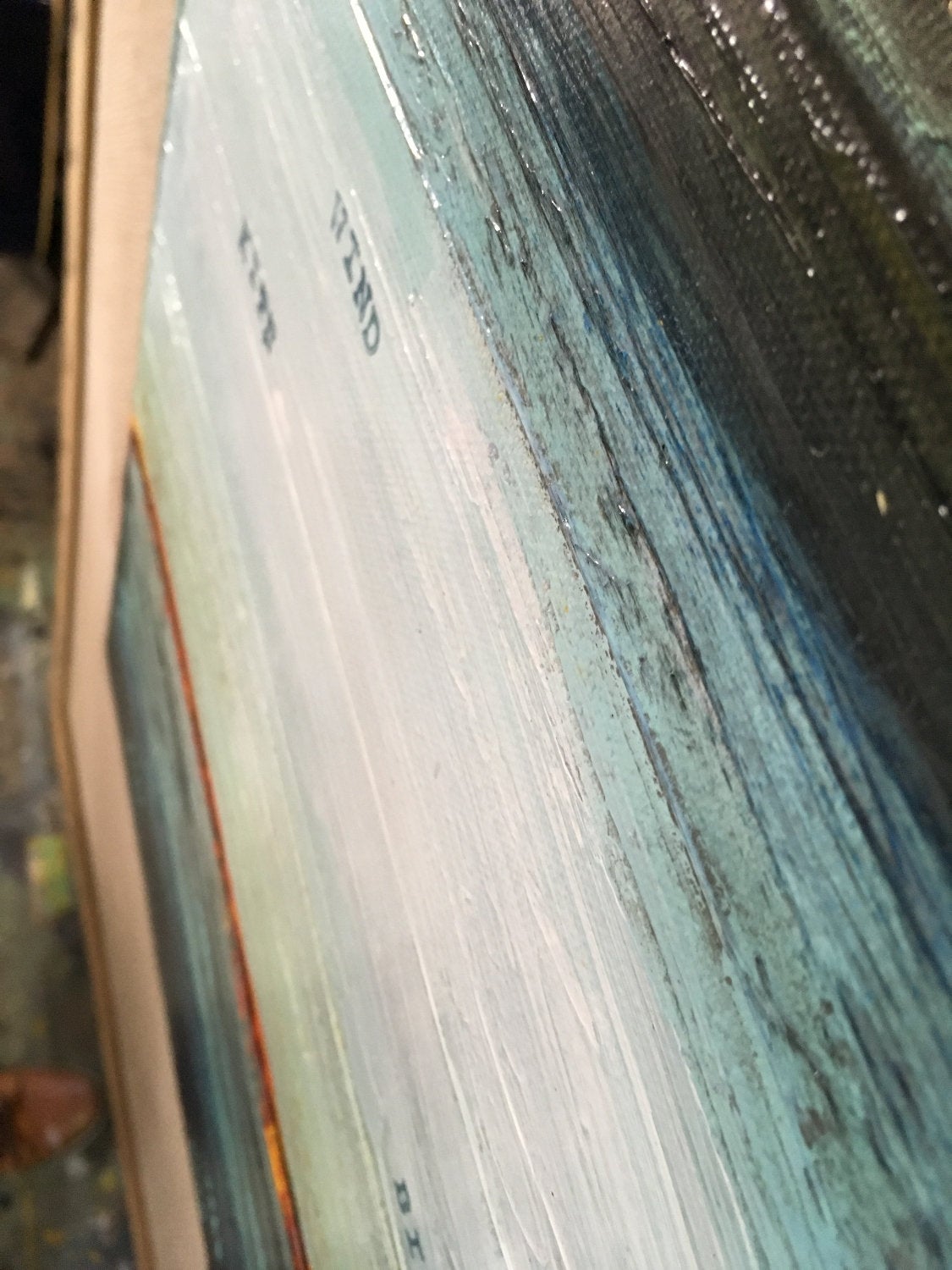 Description Of The Ocean No. 2 Original Painting by Artist Rafi Perez Mixed Medium on Canvas 12X16 - Image 5