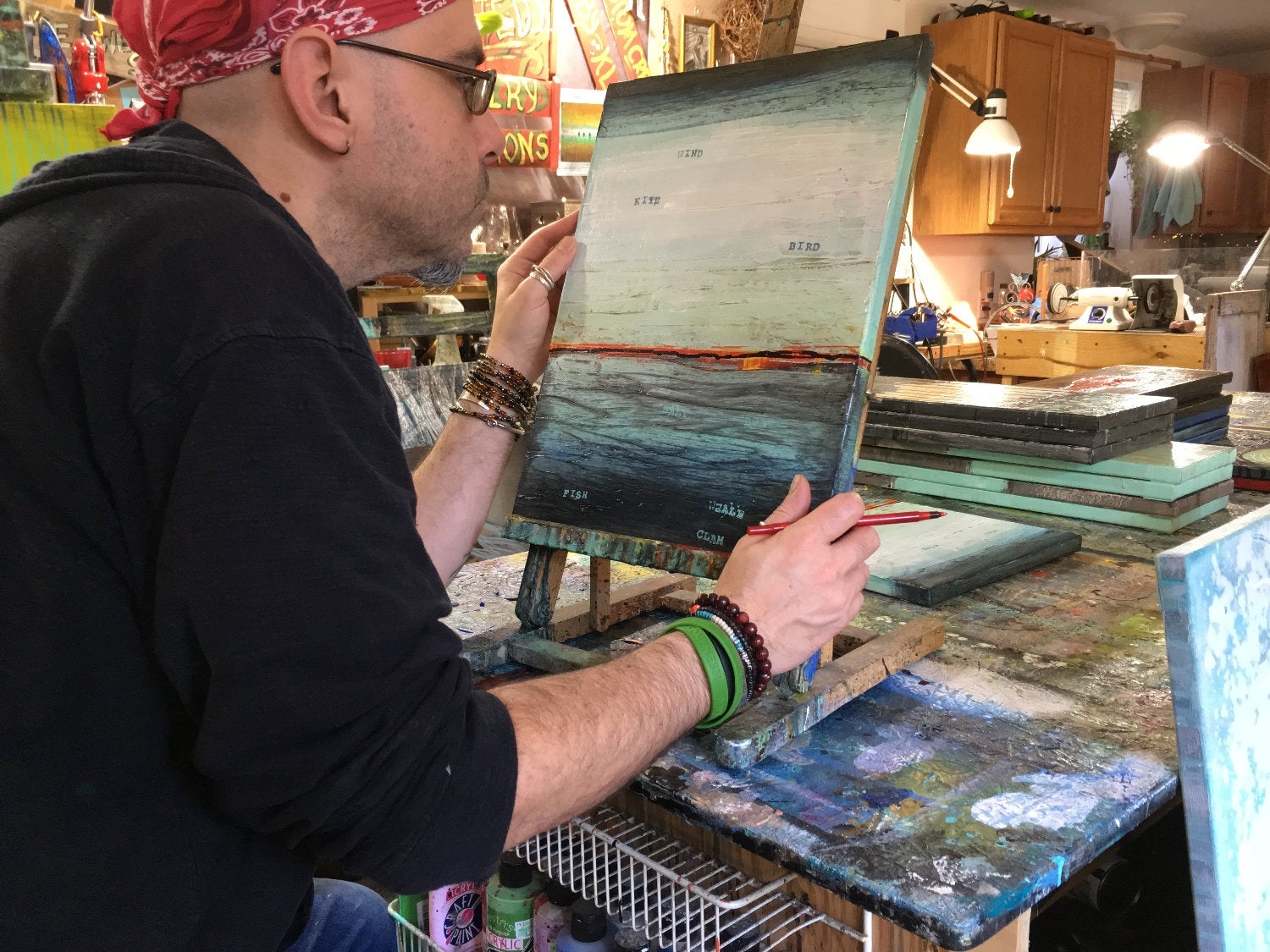 Description Of The Ocean No. 2 Original Painting by Artist Rafi Perez Mixed Medium on Canvas 12X16 - Image 6