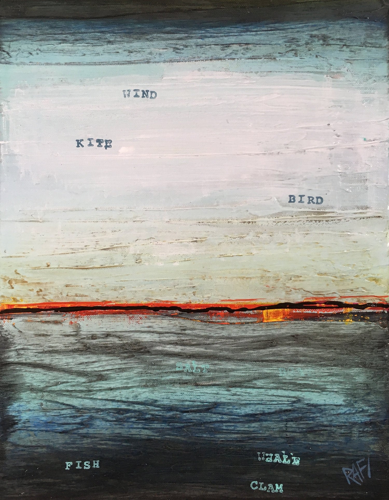 Description Of The Ocean No. 2 Original Painting by Artist Rafi Perez Mixed Medium on Canvas 12X16 - Image 7
