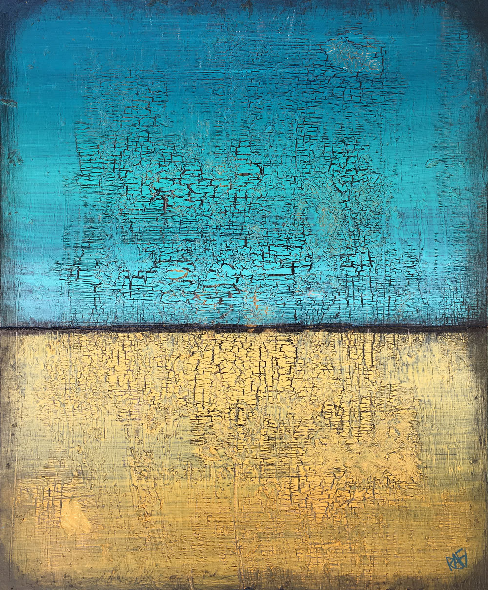 Desert Gold Landscape Original Painting By Artist Rafi Perez Mixed Medium On Canvas 24×30