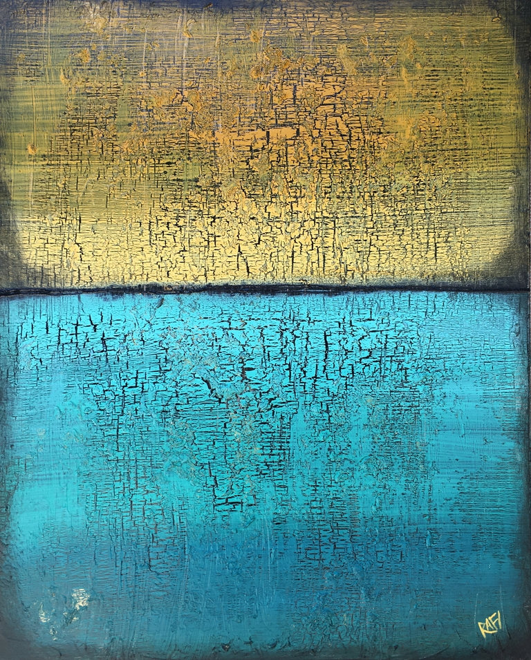 Desert Gold On The Horizon Original Painting By Artist Rafi Perez Mixed Medium on Canvas 24X30