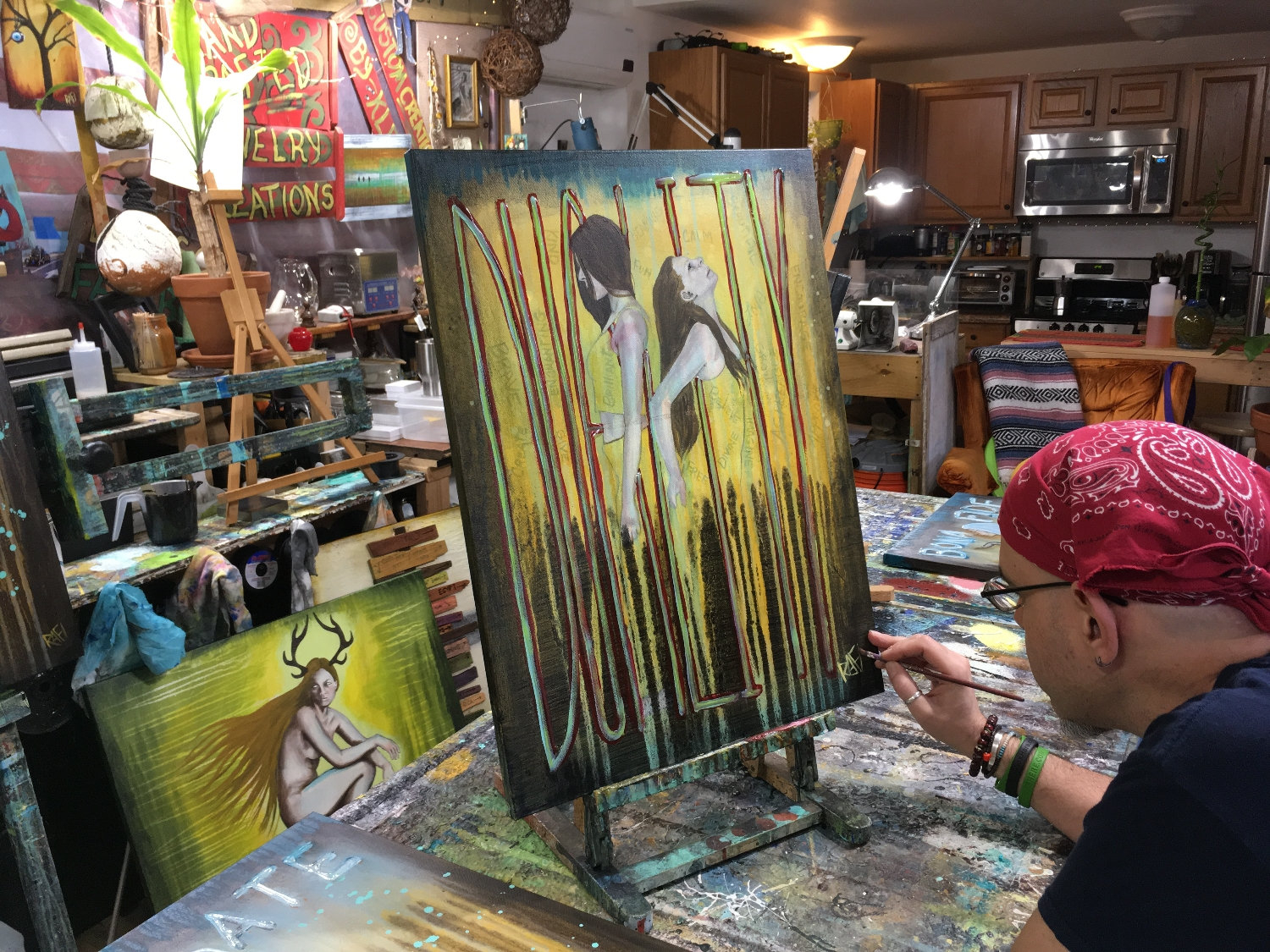 Duality Empowering Art Original Painting By Artist Rafi Perez Mixed Medium On Canvas 18X20 - Image 3