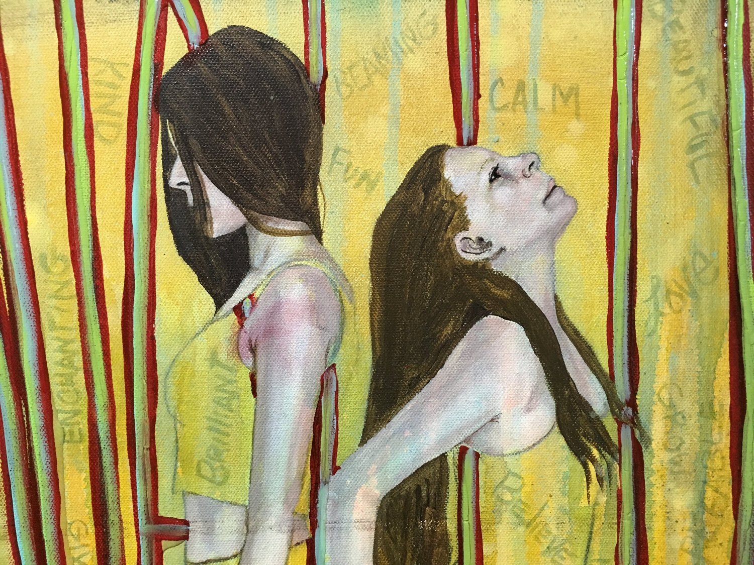 Duality Empowering Art Original Painting By Artist Rafi Perez Mixed Medium On Canvas 18X20 - Image 7
