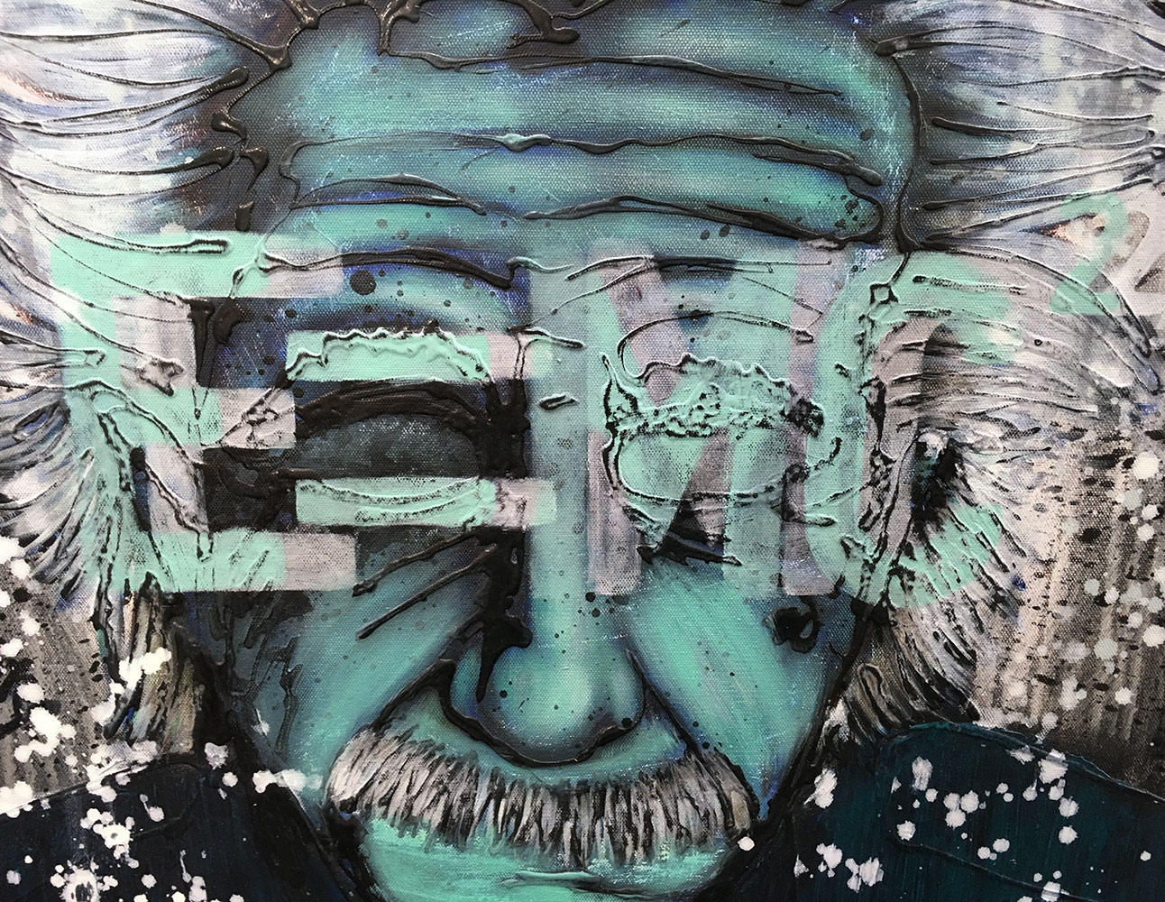 E=MC2 Expressions Of Influence Original Painting Wall Art By Artist Rafi Perez Mixed Medium On Canvas 24X30