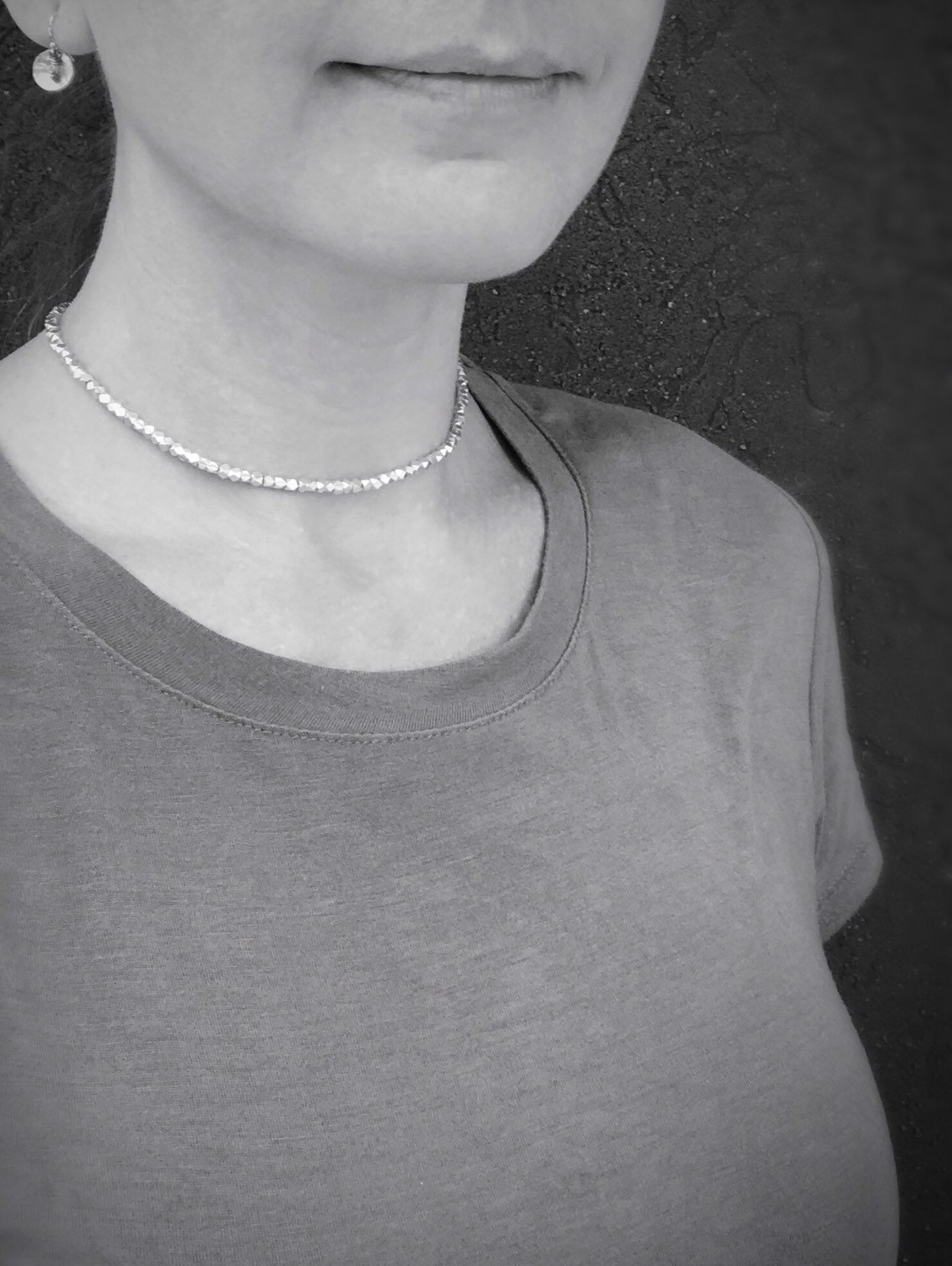 Fine Silver Nugget Necklace / Choker – Fine Silver Geometric Nuggets – Sterling Silver Chain / Clasp – Adjustable Length