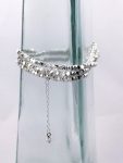 Fine Silver Nugget Triple Wrap Bracelet / Necklace - Fine Silver Geometric Nuggets - Sterling Silver Chain / Clasp - Adjustable Length