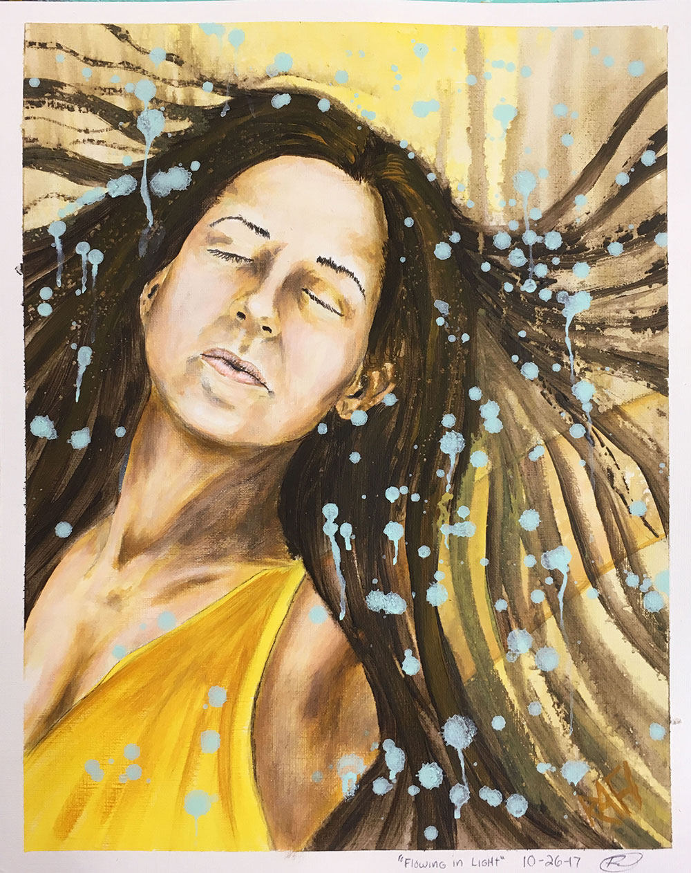 Flowing In Light Wall Art by artist Rafi Perez Original Painting On Paper 11X14