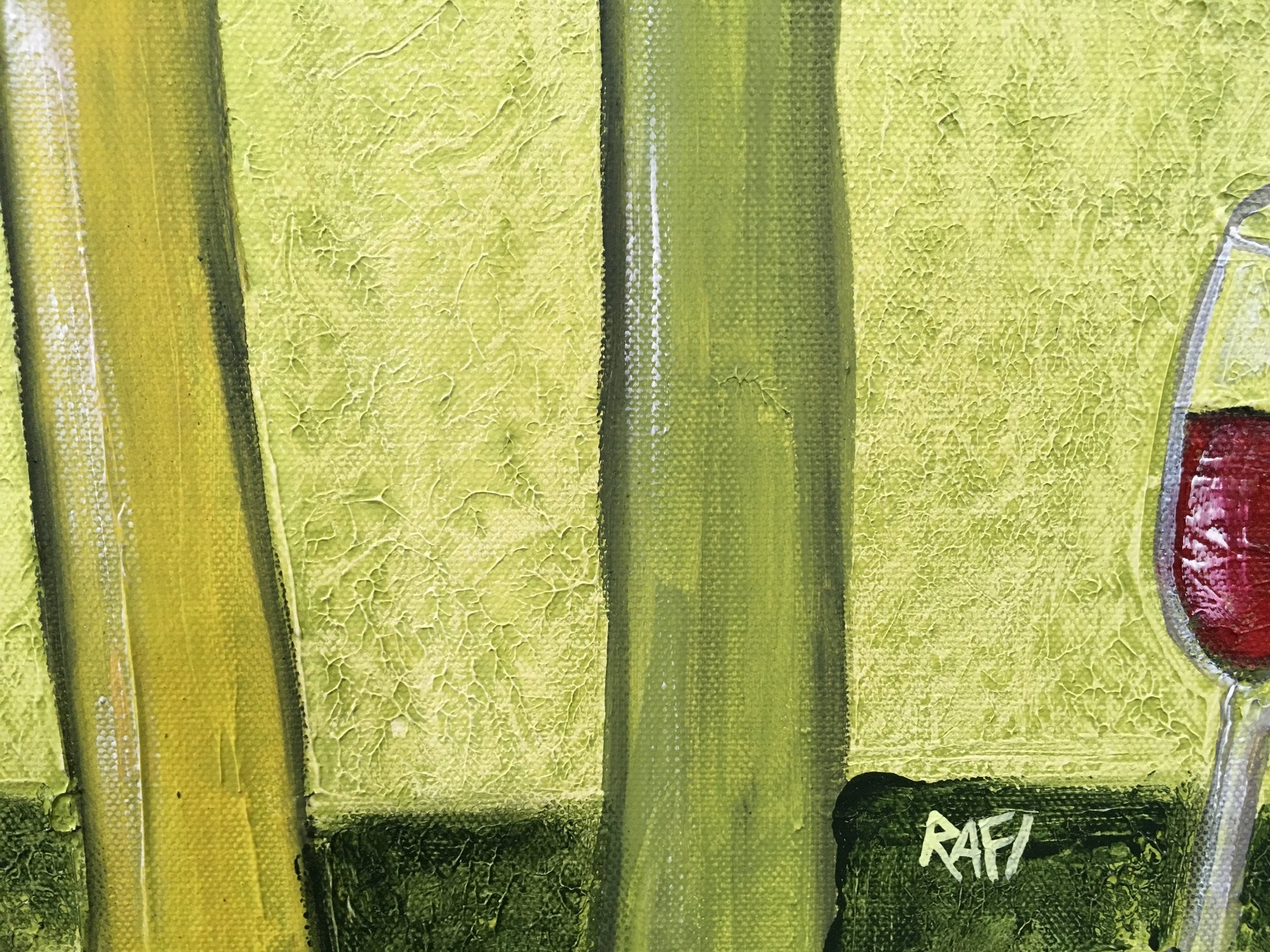 Four Wine Bottles Original Painting By Artist Rafi Perez Mixed Medium Textured On Canvas 24x30 - Image 7