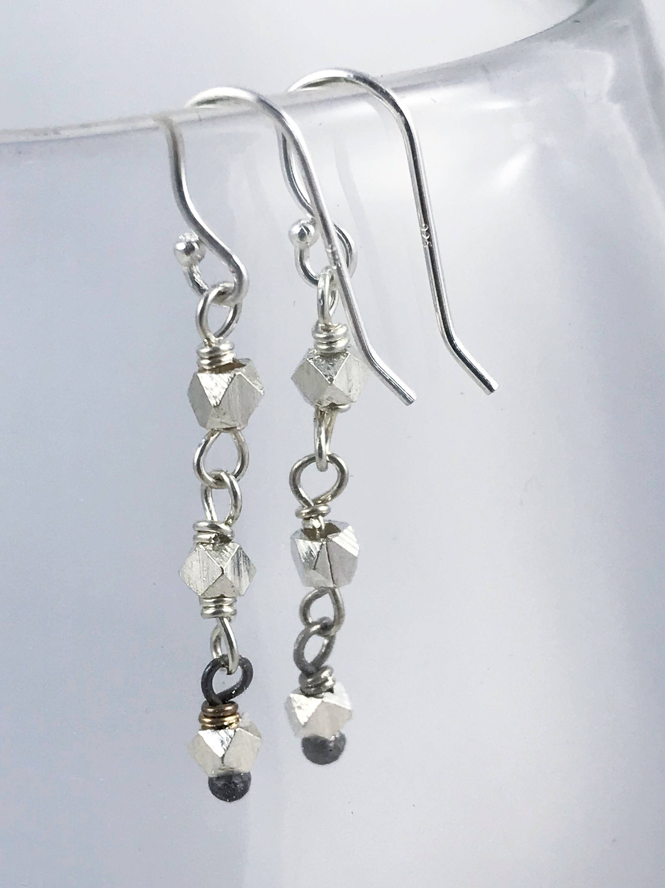 Sparkly Nugget Chain Earrings / Fine Silver / Sterling Silver - Image 3