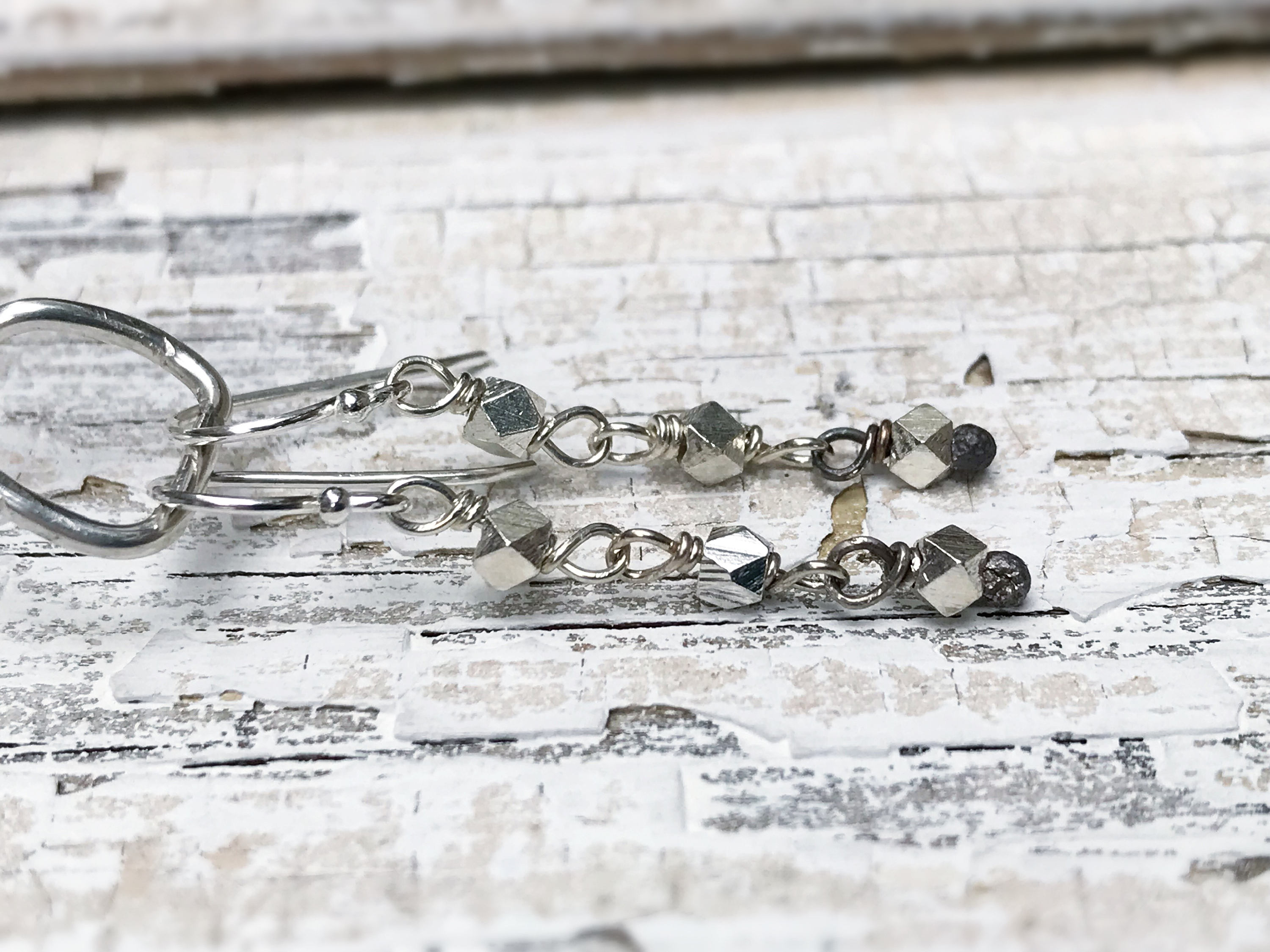 Sparkly Nugget Chain Earrings / Fine Silver / Sterling Silver - Image 4
