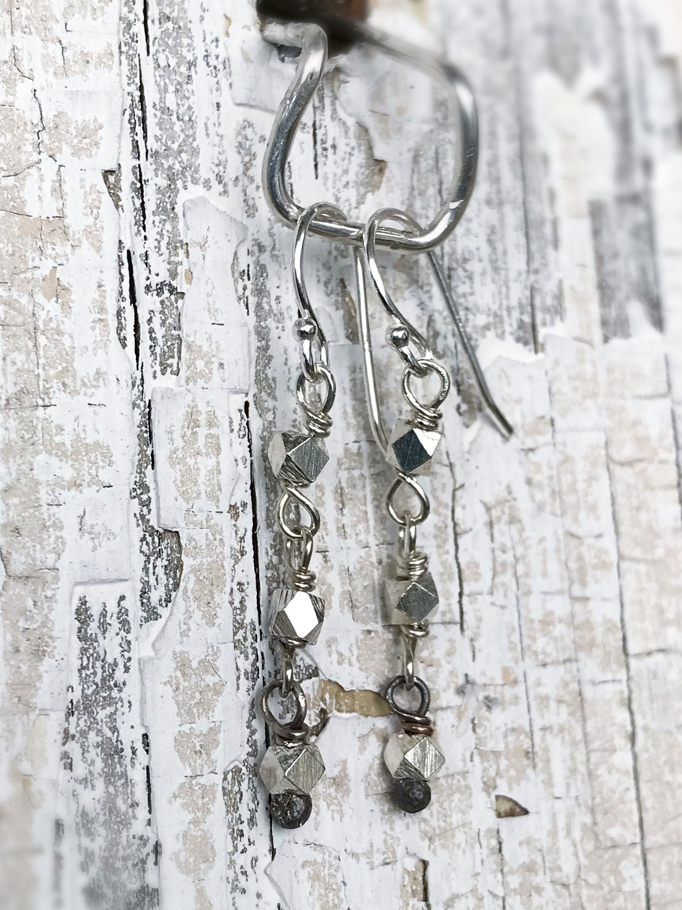 Sparkly Nugget Chain Earrings / Fine Silver / Sterling Silver - Image 5
