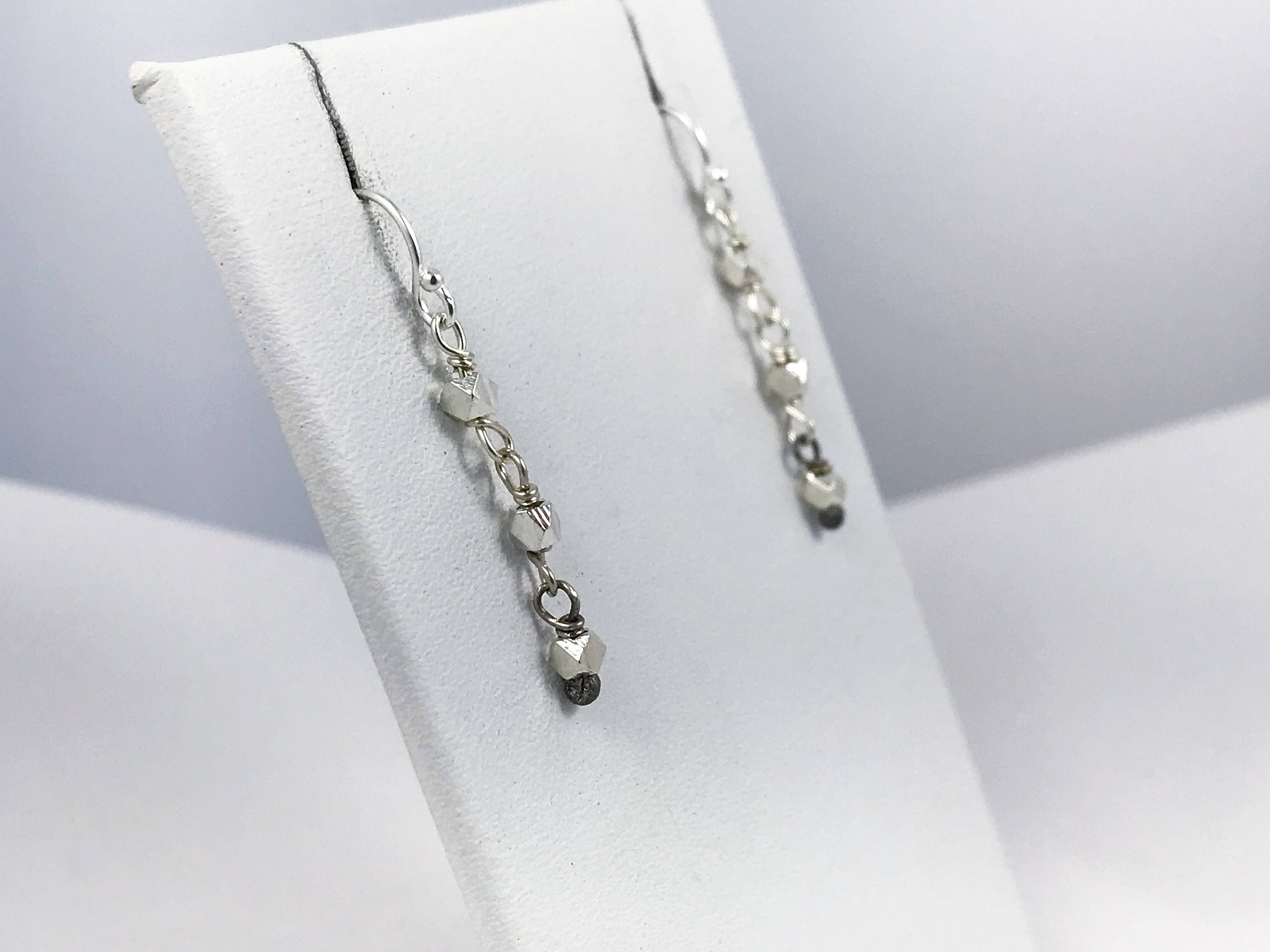 Sparkly Nugget Chain Earrings / Fine Silver / Sterling Silver - Image 6