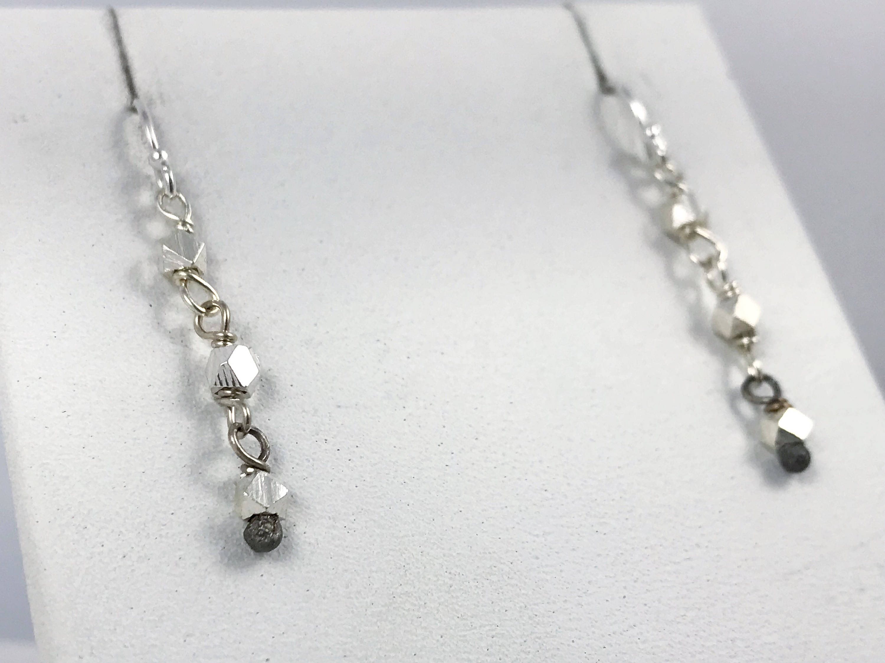 Sparkly Nugget Chain Earrings / Fine Silver / Sterling Silver - Image 8