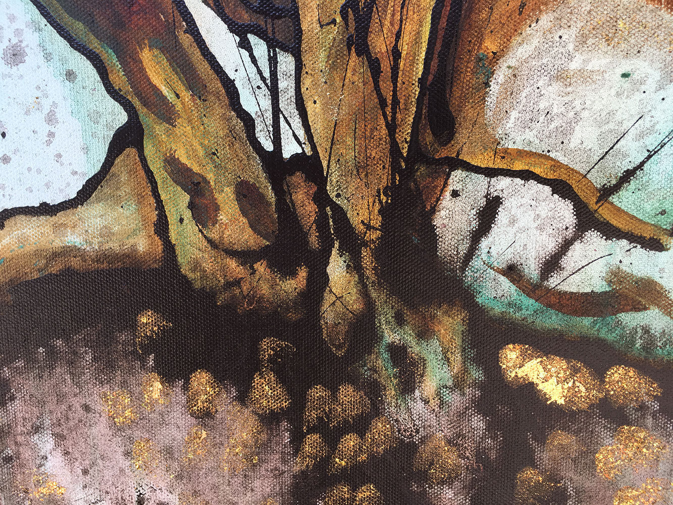 Gold Is Within Original Painting By Artist Rafi Perez Mixed Medium And Gold Leaf On Canvas 18x24 - Image 3