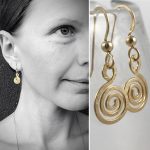 Spiral Earrings / 14k Yellow Gold Filled / Koru Spiral / Hammer Forged / Subtle Hammered Texture