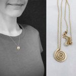 Spiral Necklace / 14k Yellow Gold Filled / Small Koru Spiral / Hammer Forged / Subtle Hammered Texture