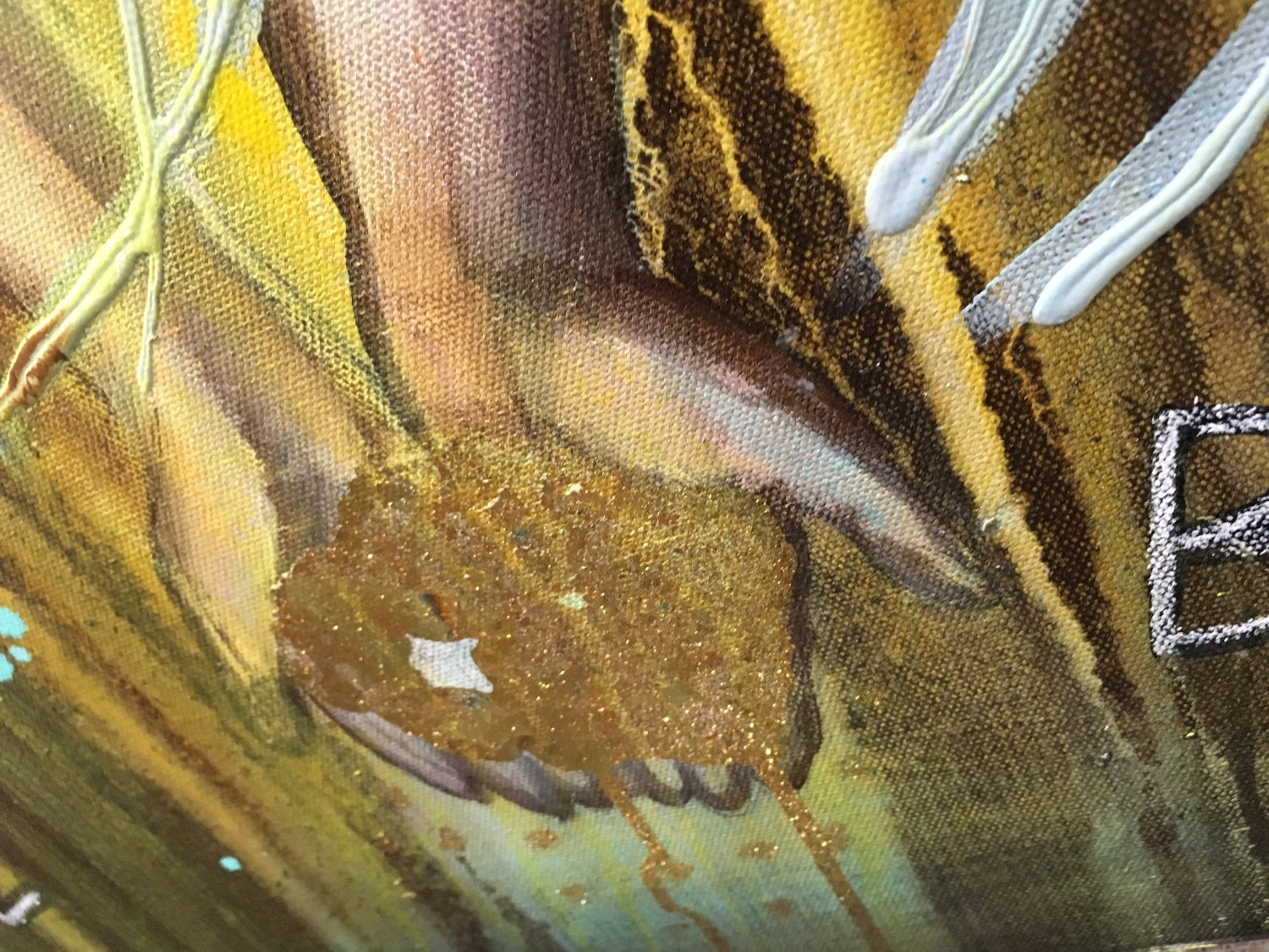Golden Glow Empowering Art Original Painting By Artist Rafi Perez Mixed Medium On Canvas 24x30 - Image 8