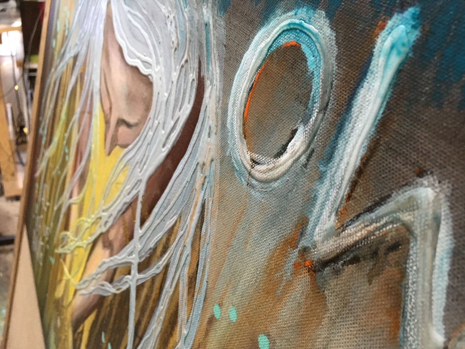 Golden Glow Empowering Art Original Painting By Artist Rafi Perez Mixed Medium On Canvas 24x30 - Image 9