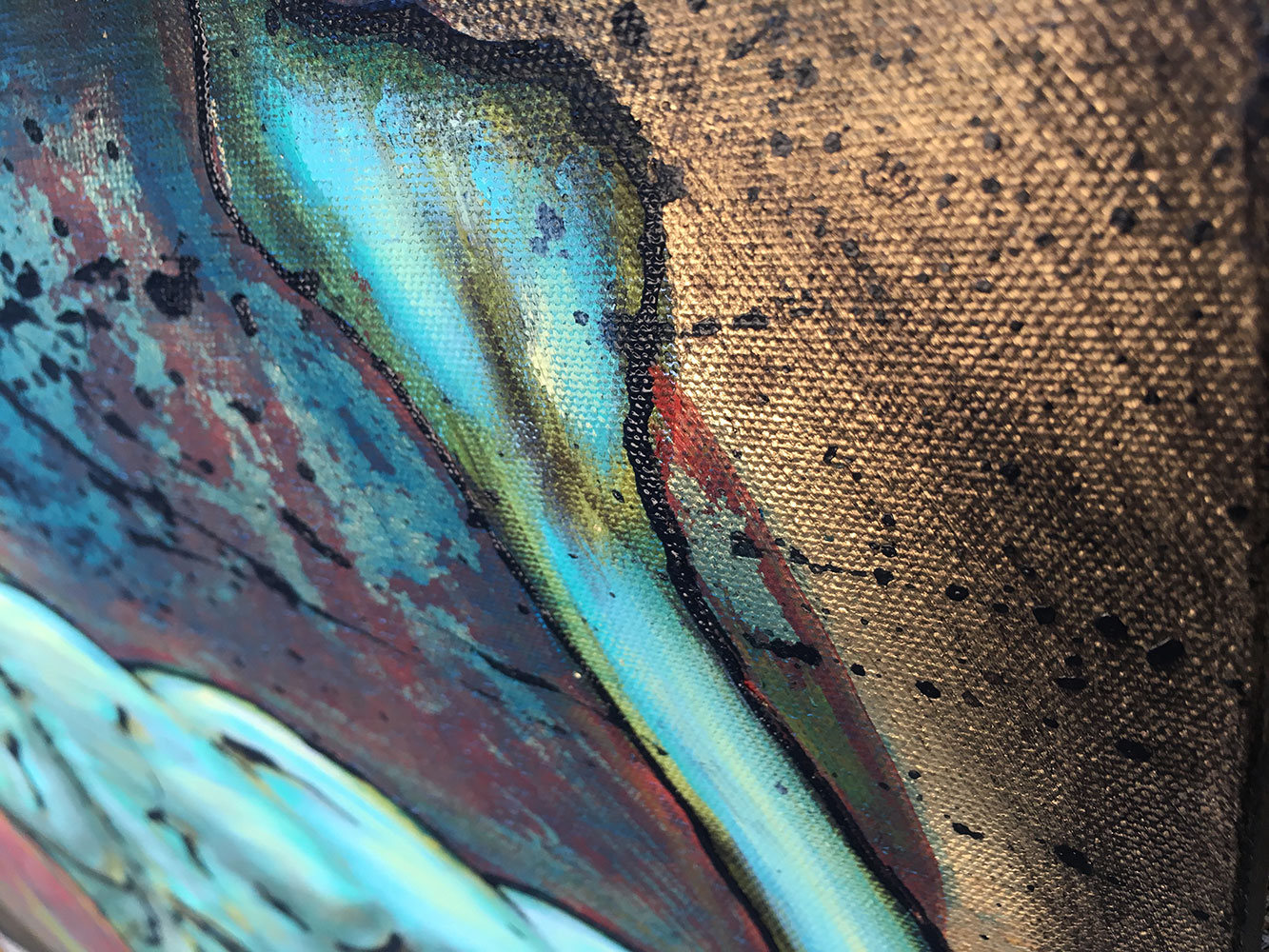 Golden Sphere Of Power Original Painting By Artist Rafi Perez Mixed Medium And Gold Leaf On Canvas - Image 5