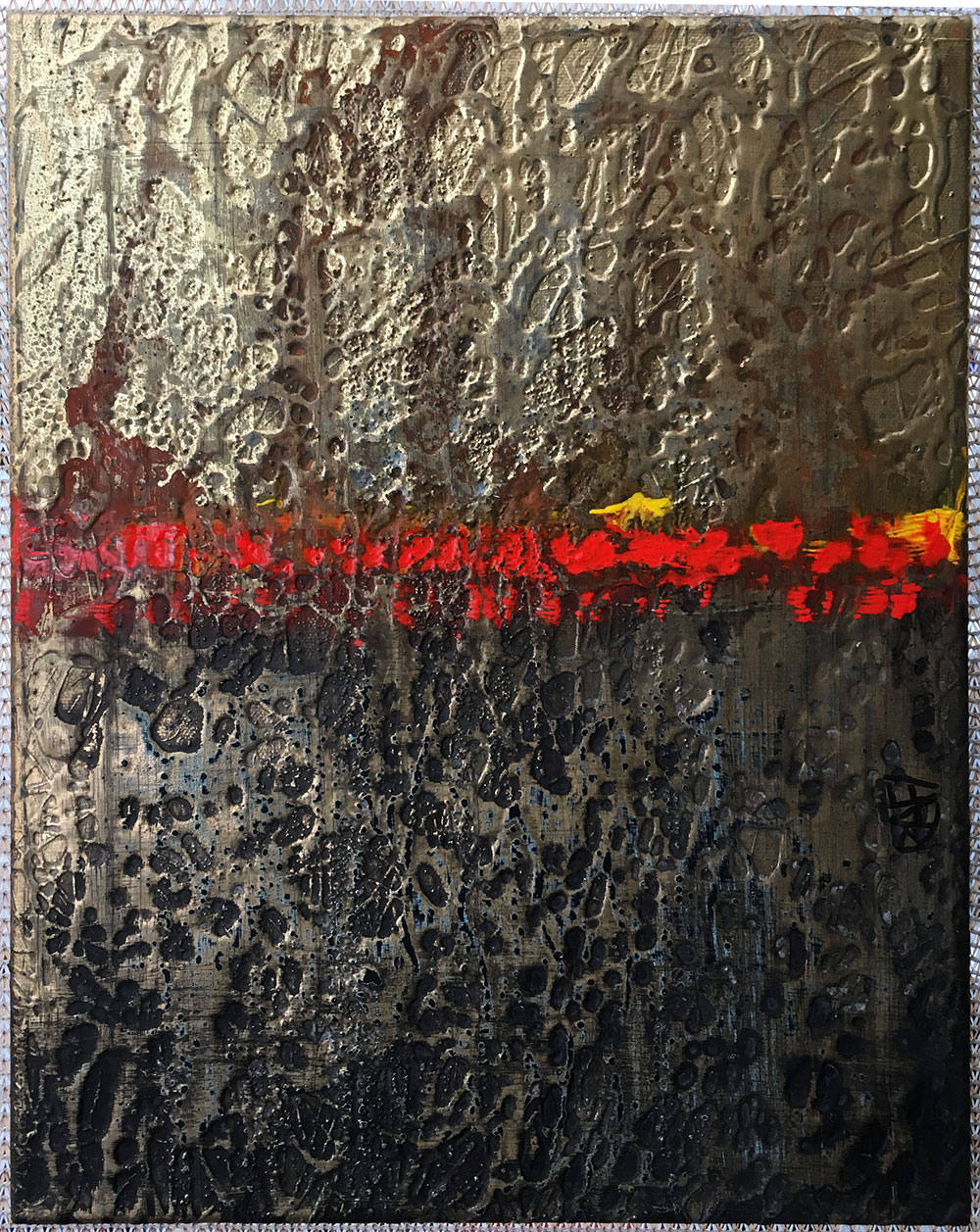 Golden Sunset No. 1 Original Painting By Artist Rafi Perez Mixed Medium on Canvas 11X14