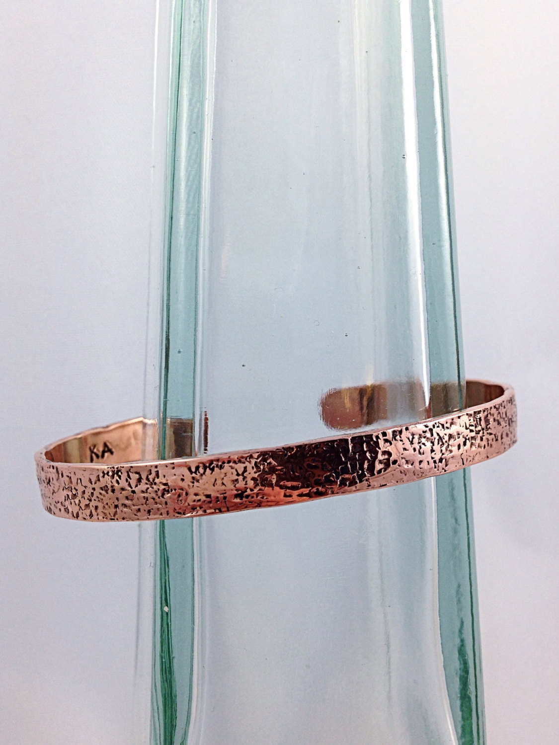 Hammered Copper Cuff Bracelet – Solid Copper – Rustic Men’s Women’s Cuff – 7-8mm Width – Personalized – Custom Sized – "Textile" Textured