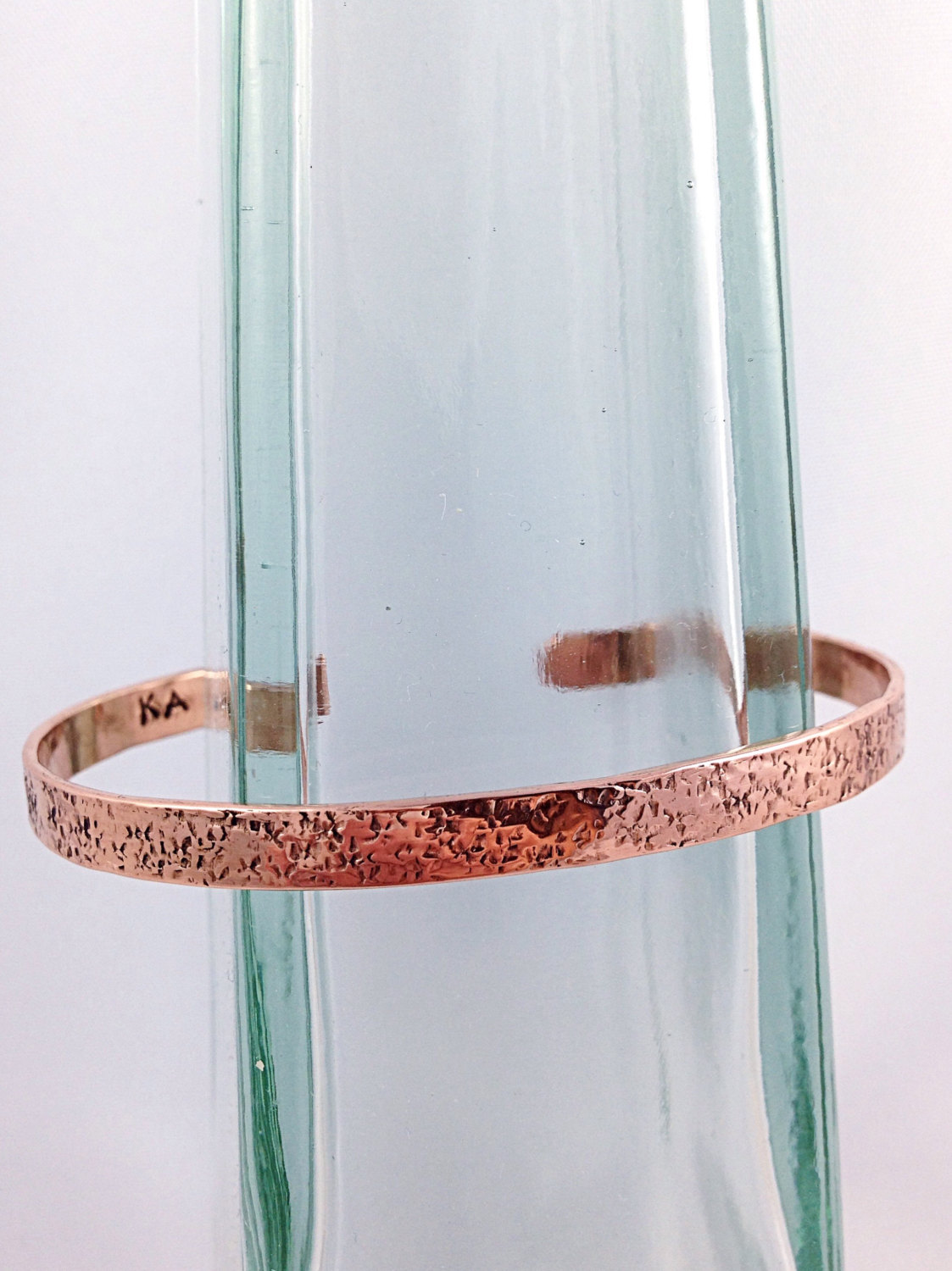 Hammered Copper Cuff Bracelet – Solid Copper – Rustic Minimalist Cuff – 5-6mm Width – Personalized – Custom Sized – "Textile" Textured