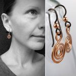 Hammered Copper Spiral Earrings - Koru Spiral -  Hammer Formed - Subtle Hammered Texture - Niobium Hooks
