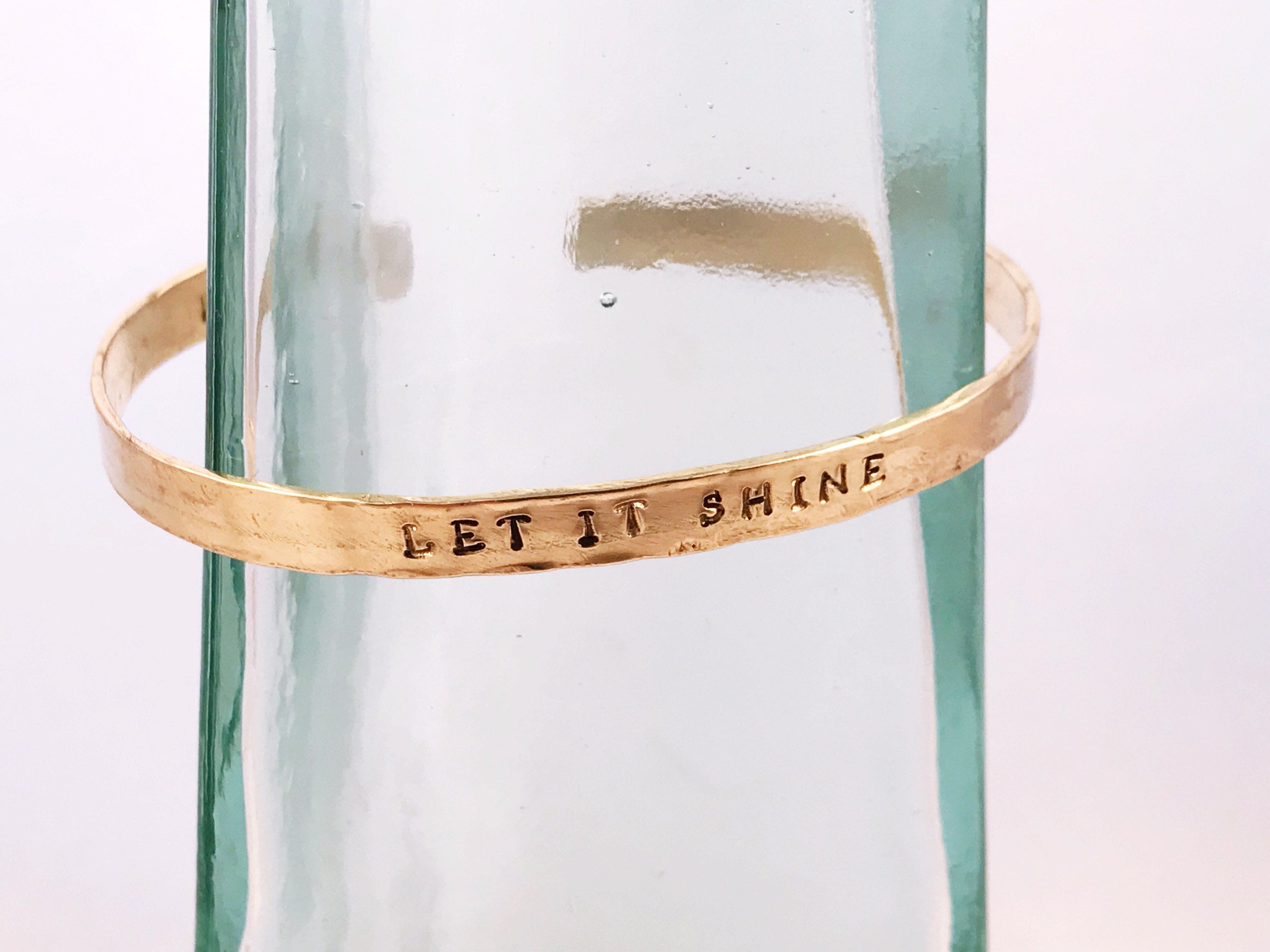Hammered Gold Tone Cuff Bracelet – Jeweler’s Brass – Rustic Minimalist Cuff – 5-6mm Width – Personalized – Custom Sized – Subtle Texture