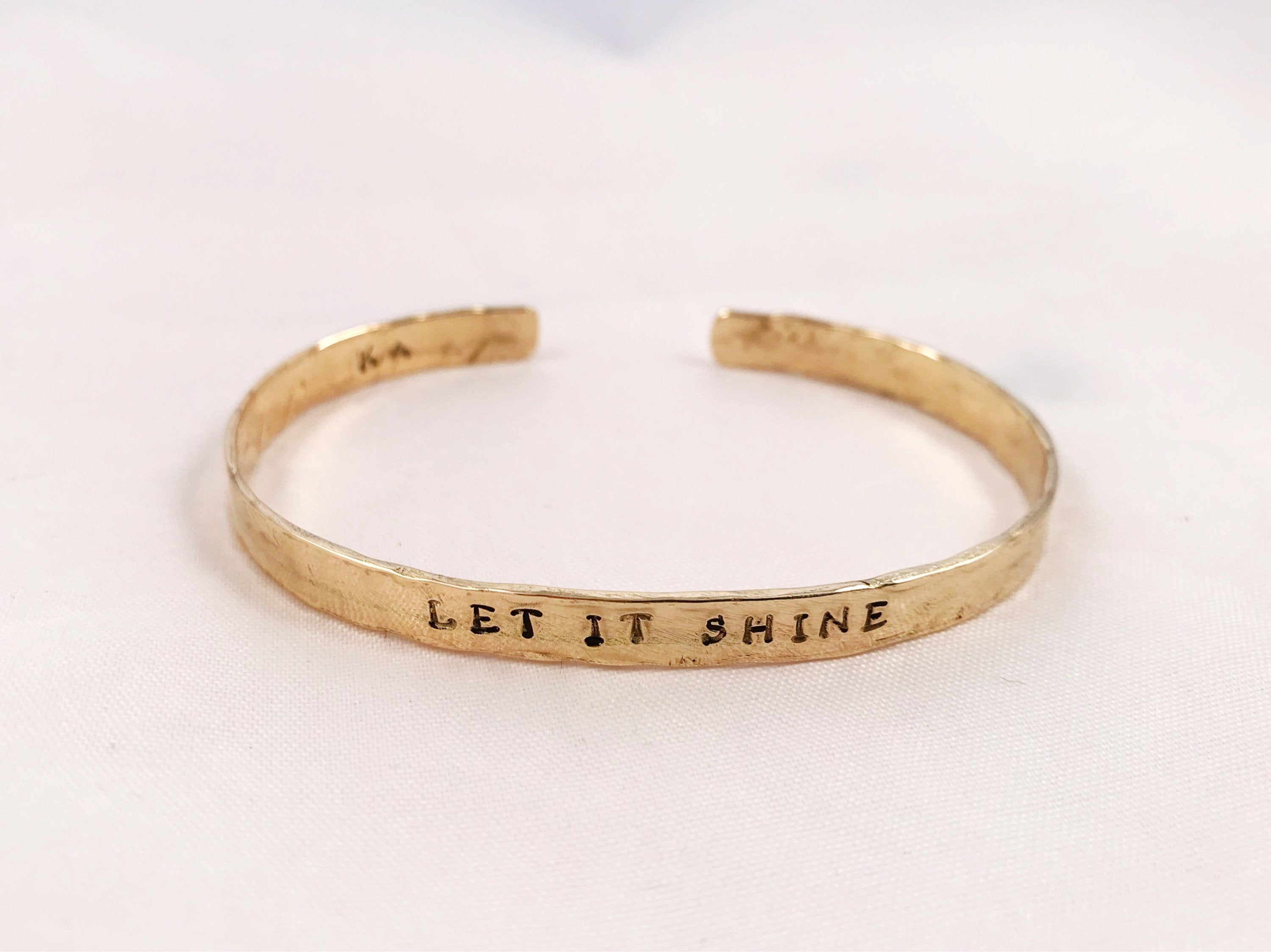 Hammered Gold Tone Cuff Bracelet - Jeweler's Brass - Rustic Minimalist Cuff - 5-6mm Width - Personalized - Custom Sized - Subtle Texture - Image 3