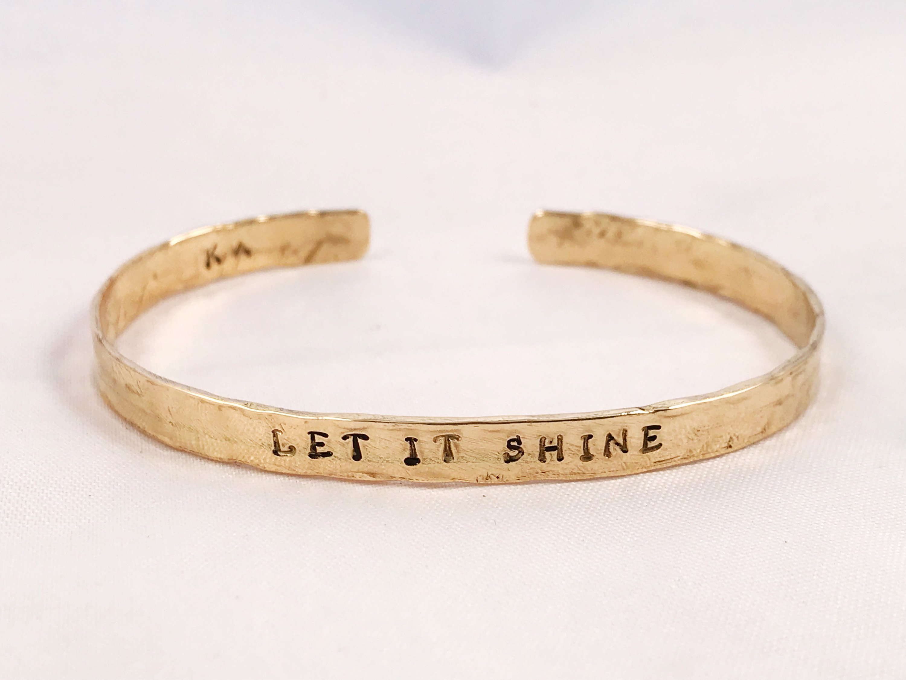 Hammered Gold Tone Cuff Bracelet - Jeweler's Brass - Rustic Minimalist Cuff - 5-6mm Width - Personalized - Custom Sized - Subtle Texture - Image 4