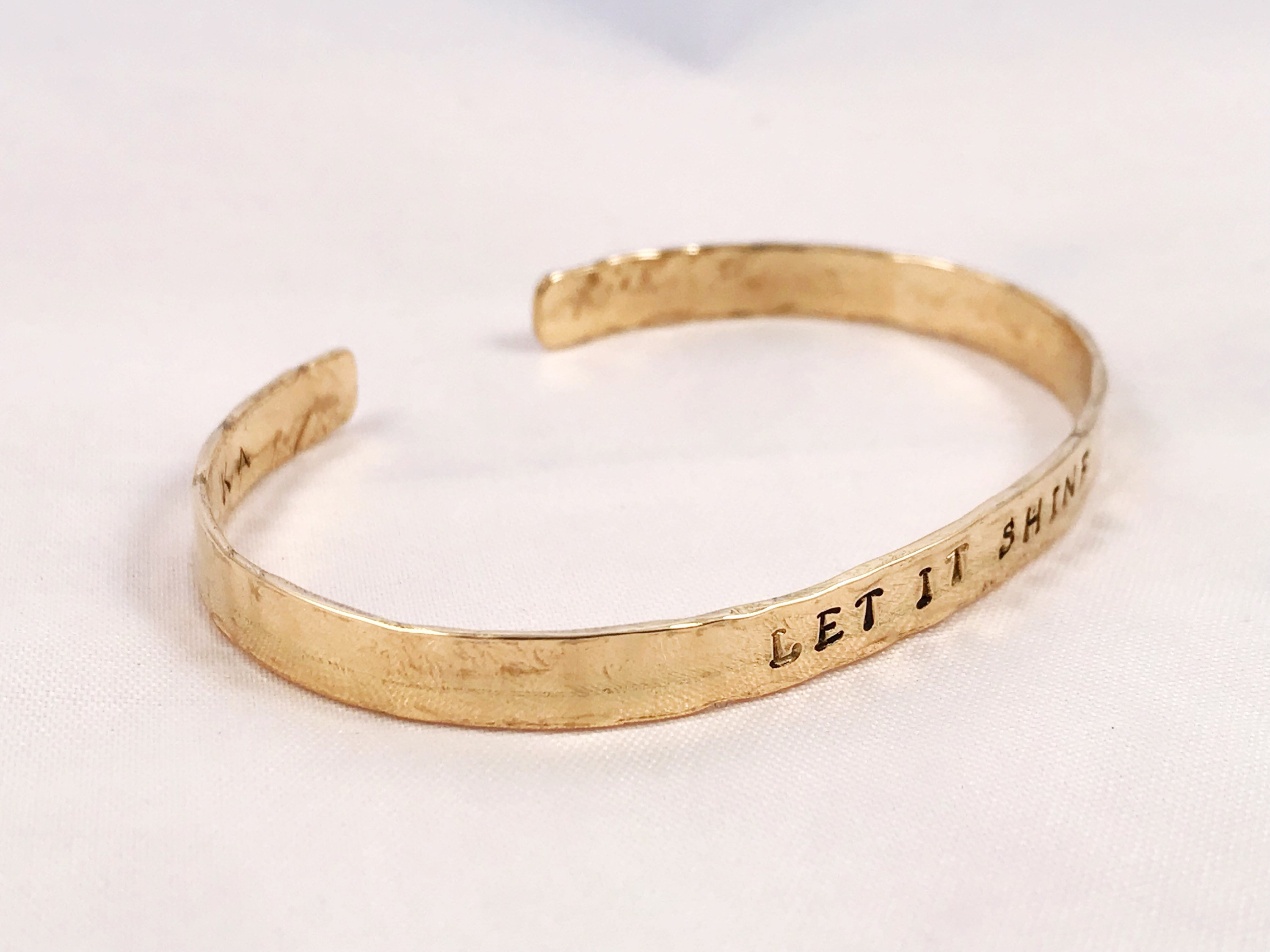 Hammered Gold Tone Cuff Bracelet - Jeweler's Brass - Rustic Minimalist Cuff - 5-6mm Width - Personalized - Custom Sized - Subtle Texture - Image 5