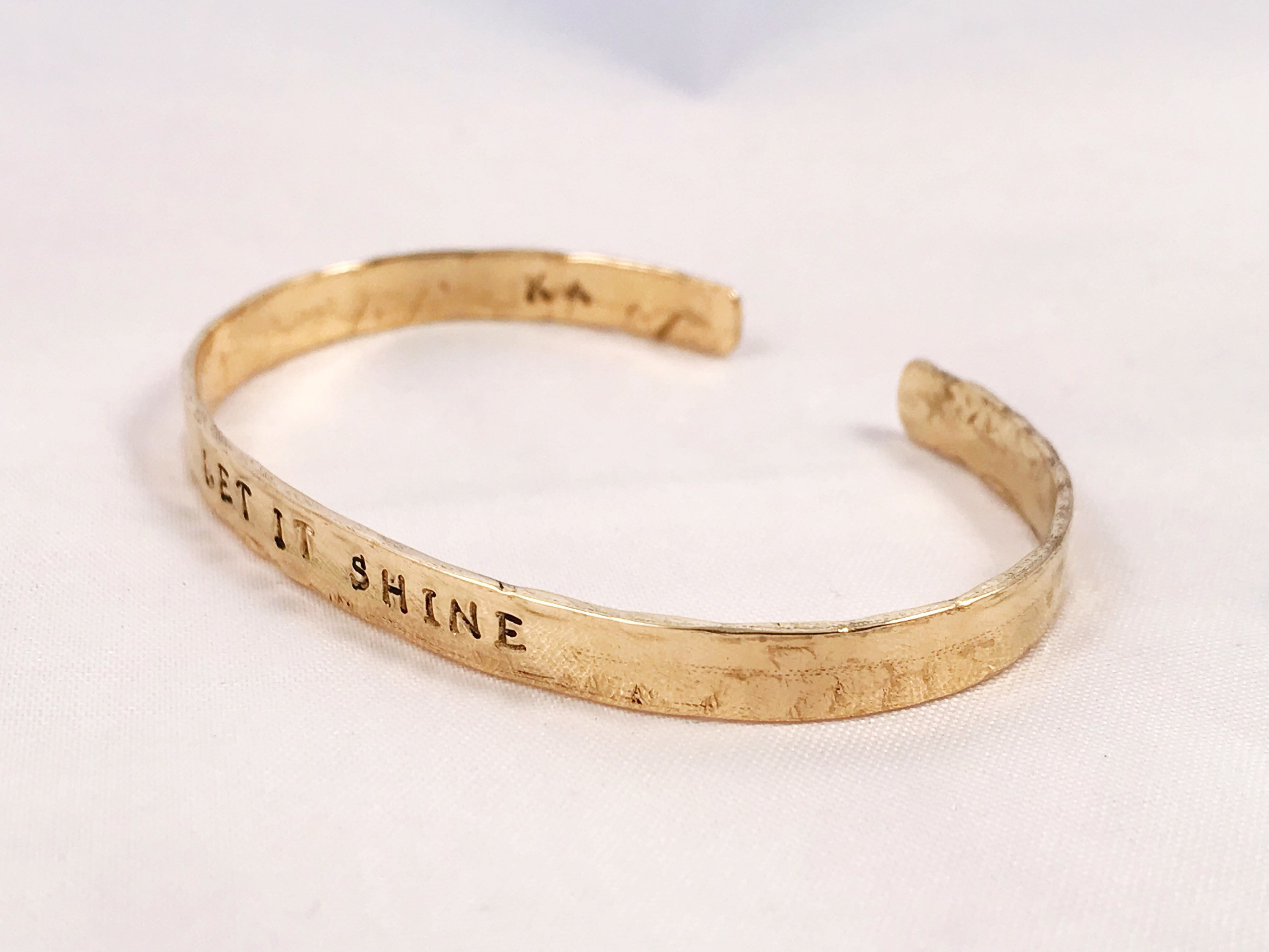 Hammered Gold Tone Cuff Bracelet - Jeweler's Brass - Rustic Minimalist Cuff - 5-6mm Width - Personalized - Custom Sized - Subtle Texture - Image 6