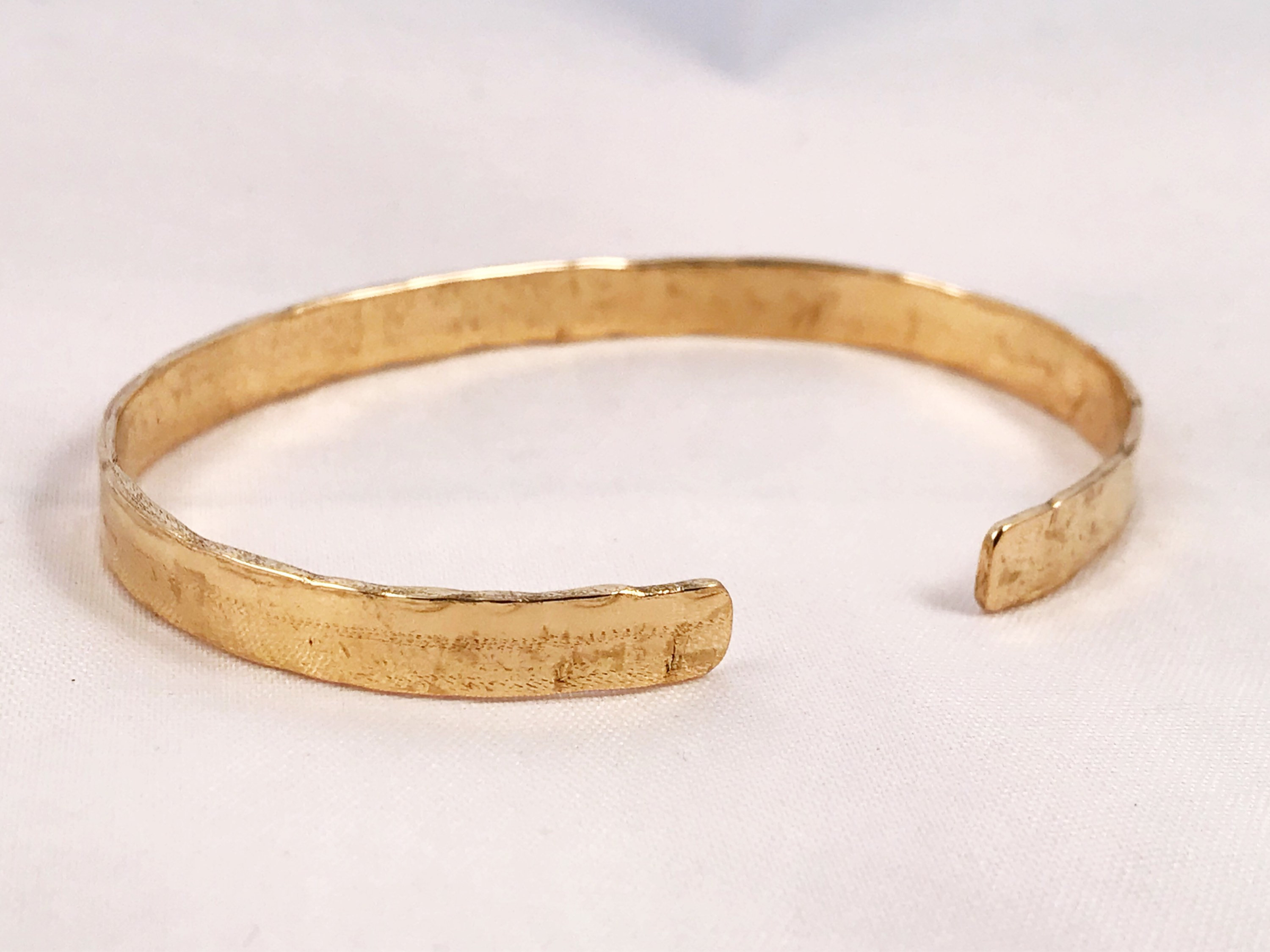 Hammered Gold Tone Cuff Bracelet - Jeweler's Brass - Rustic Minimalist Cuff - 5-6mm Width - Personalized - Custom Sized - Subtle Texture - Image 7