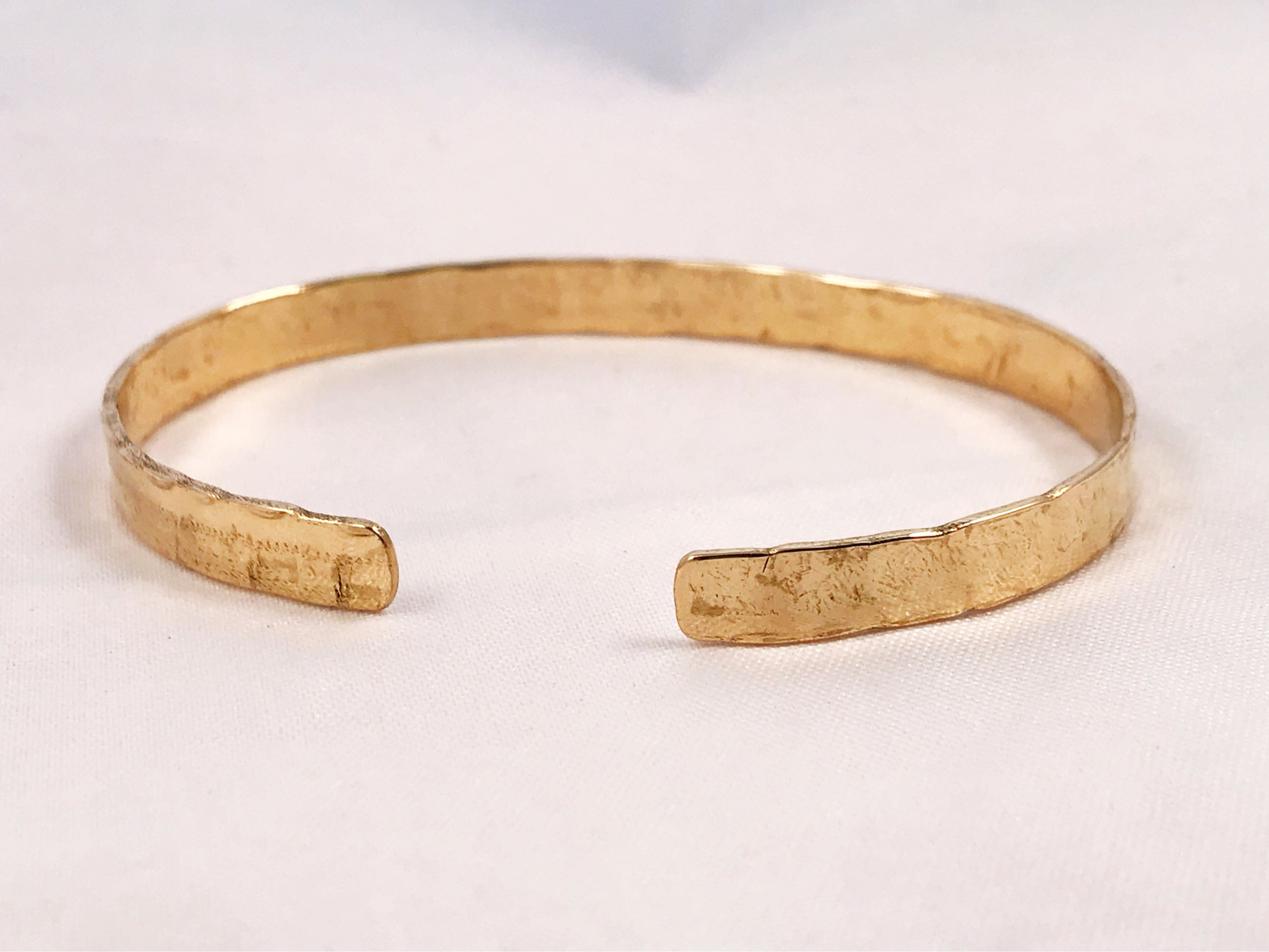 Hammered Gold Tone Cuff Bracelet - Jeweler's Brass - Rustic Minimalist Cuff - 5-6mm Width - Personalized - Custom Sized - Subtle Texture - Image 8