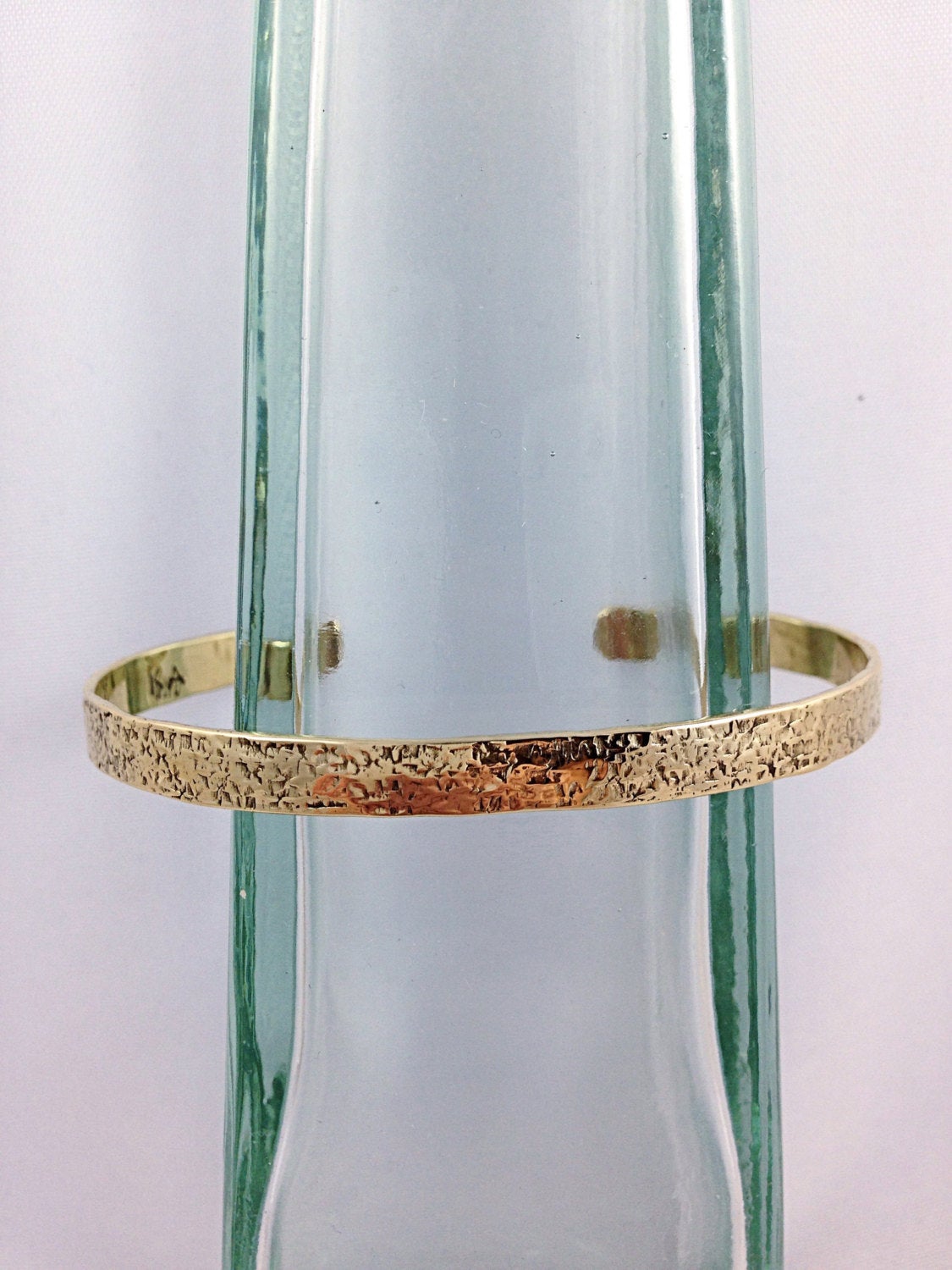 Hammered Gold Tone Cuff Bracelet – Jeweler’s Brass – Rustic Minimalist Cuff – 5-6mm Width – Personalized – Custom Sized – "Textile" Textured