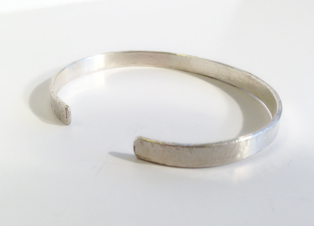 Hammered Silver Cuff Bracelet - Solid Sterling Silver - Rustic Minimalist Cuff - 5-6mm Width - Personalized - Custom Sized - Subtle Texture - Image 2