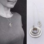 Three Circle Necklace / Solid Sterling Silver / Rustic Hammer Forged Circles