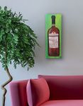 Happiness Wine Bottle Original Painting by Artist Rafi Perez Mixed Medium Textured on Canvas 8X24