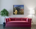 Holding On Original Painting By Artist Rafi Perez Mixed Medium On Unstretched Canvas 44x40