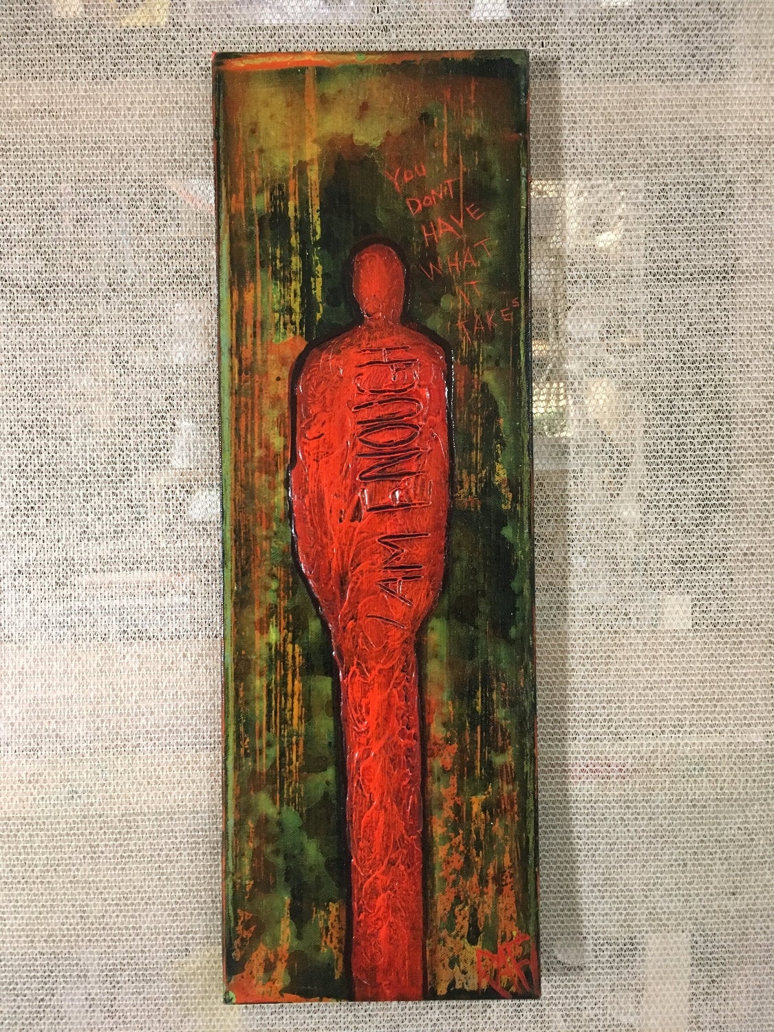 I Am Enough Original Painting Wall Art by artist Rafi Perez on Canvas 8X24 - Image 6