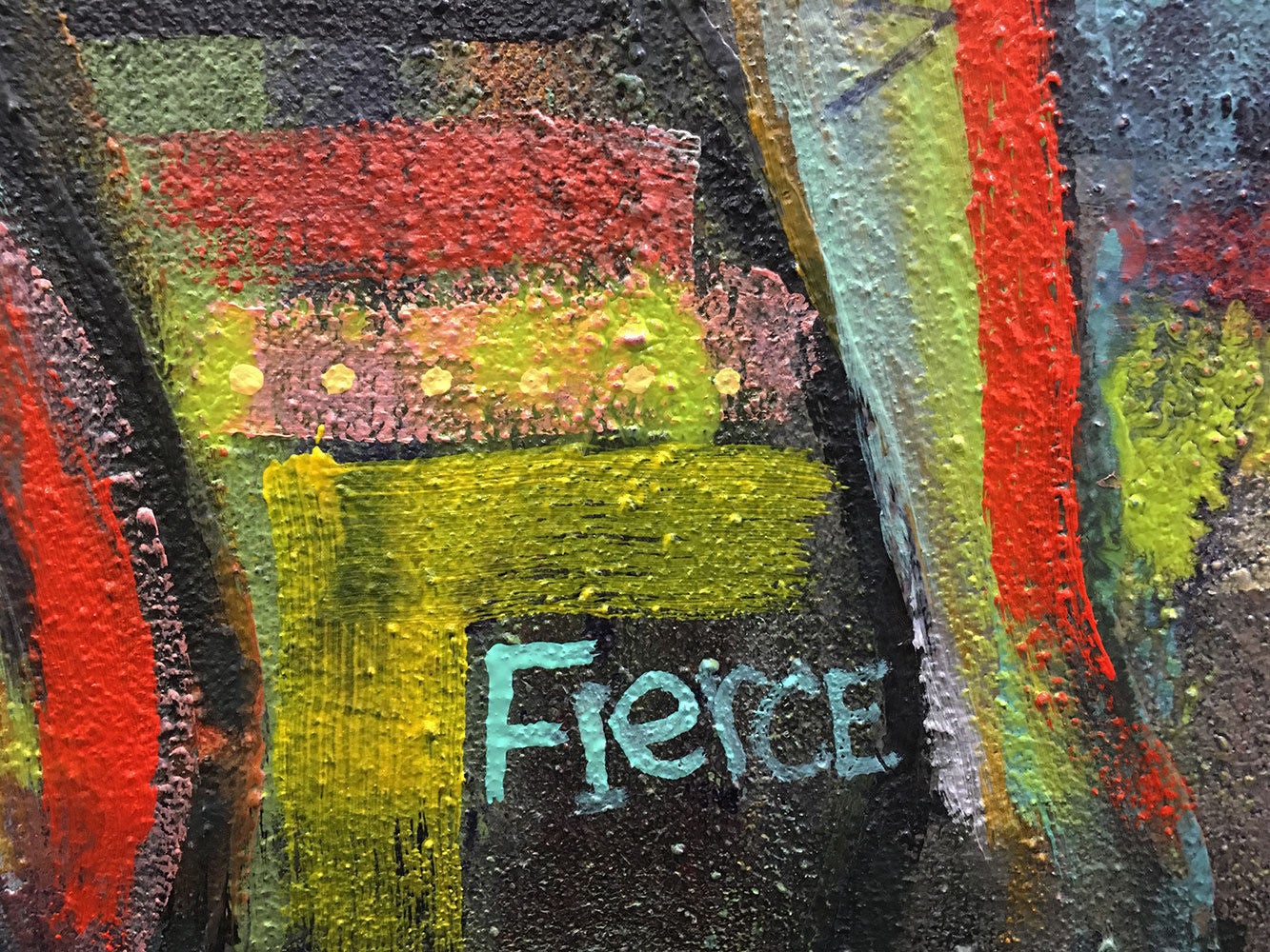 I Am Fierce Original Painting By Artist Rafi Perez Mixed Medium On Canvas 29x30 - Image 4