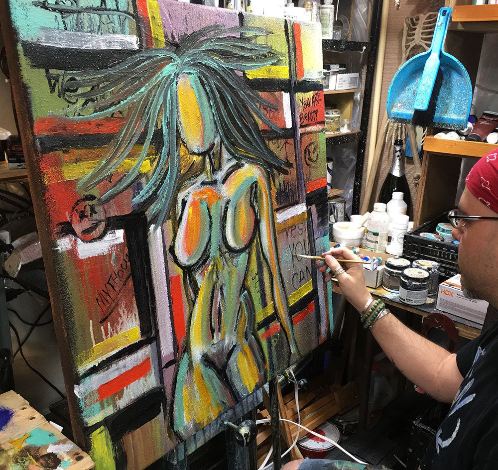 I Am Fierce Original Painting By Artist Rafi Perez Mixed Medium On Canvas 29x30 - Image 5